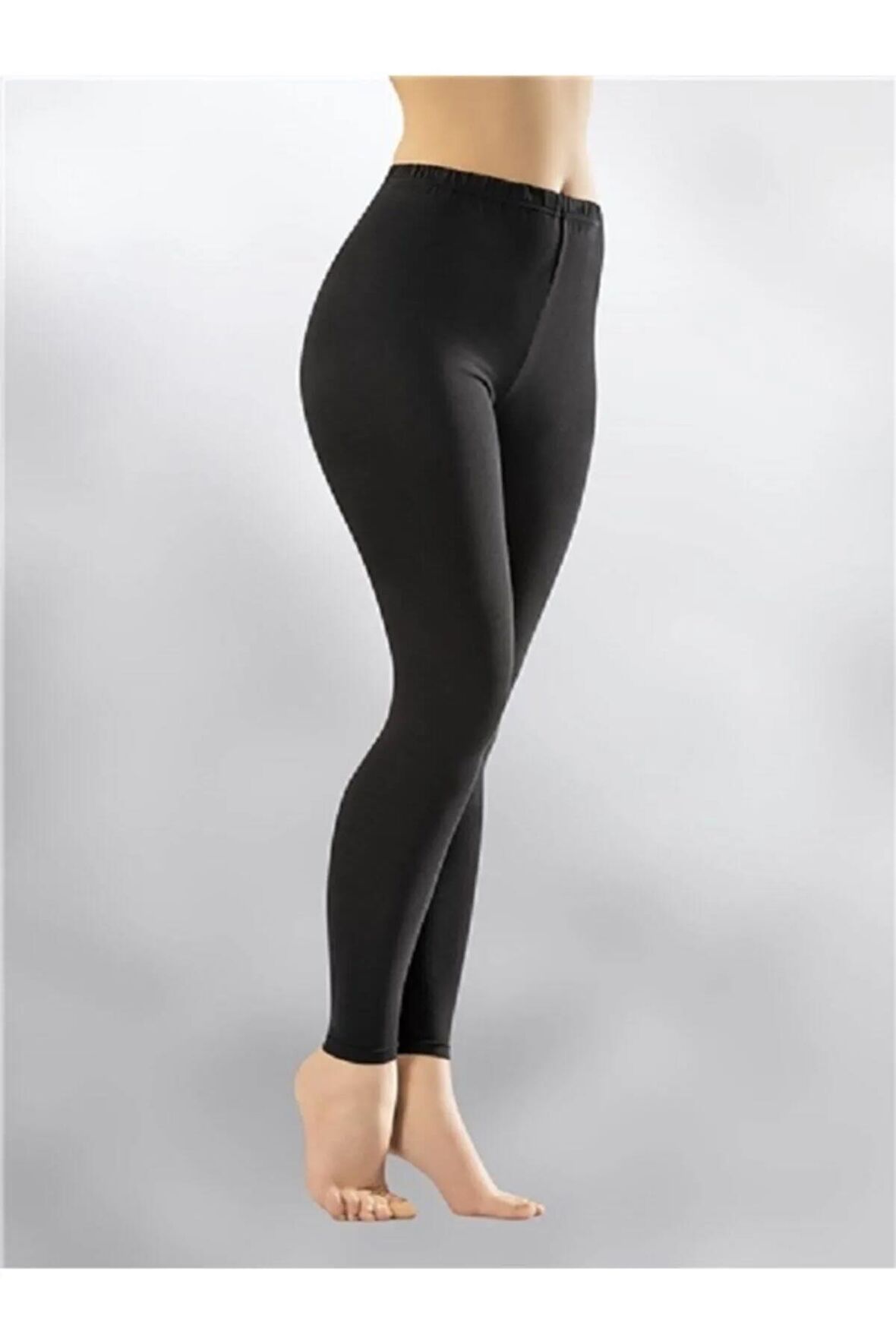 Kadın Siyah Yüksek Bel Gündelik Siyah Rahat Doku Penye Uzun Tayt