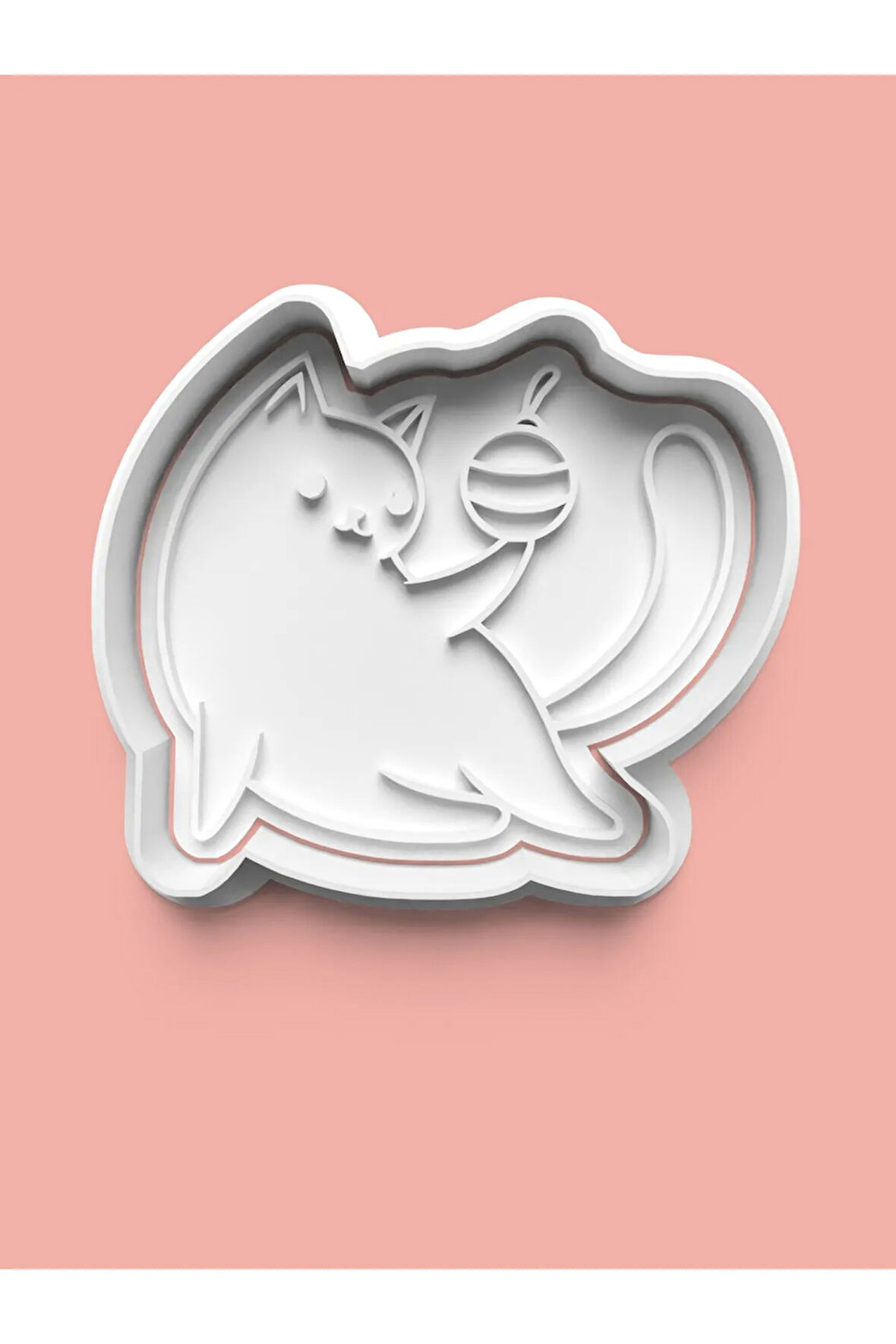 Oyuncak Oynayan Kedicik Figürü Kurabiye Kalıbı Ve Şeker Hamuru Kalıbı