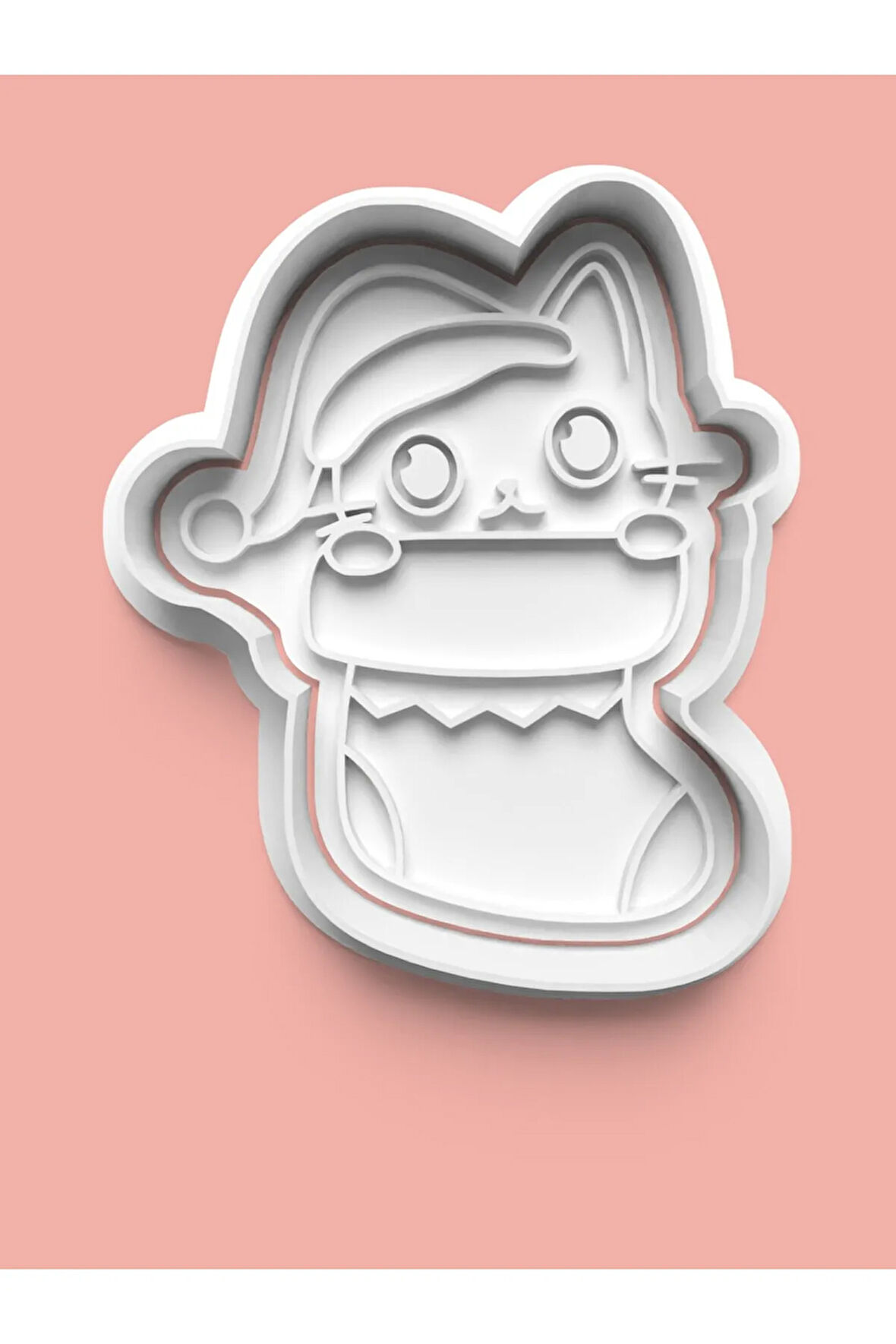 Çoraba Saklanan Kedicik Kurabiye Kalıbı Ve Şeker Hamuru Kalıbı