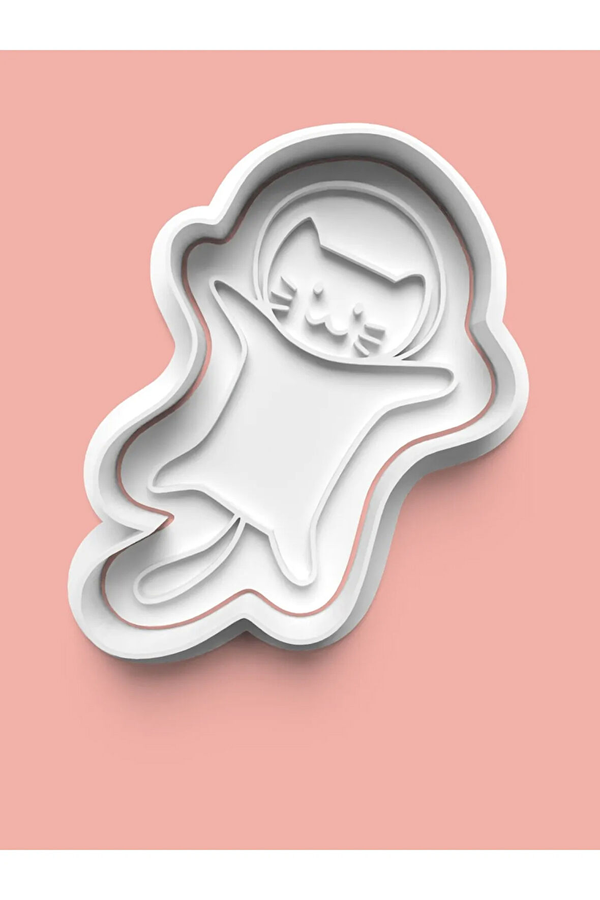 Uzaya Giden Kedi Kurabiye Kalıbı Ve Şeker Hamuru Kalıbı