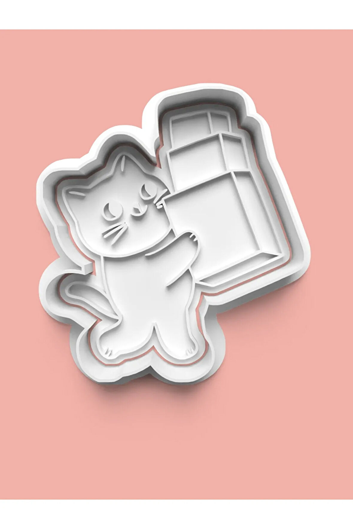 Hediye Taşıyan Kedi Kurabiye Kalıbı Ve Şeker Hamuru Kalıbı