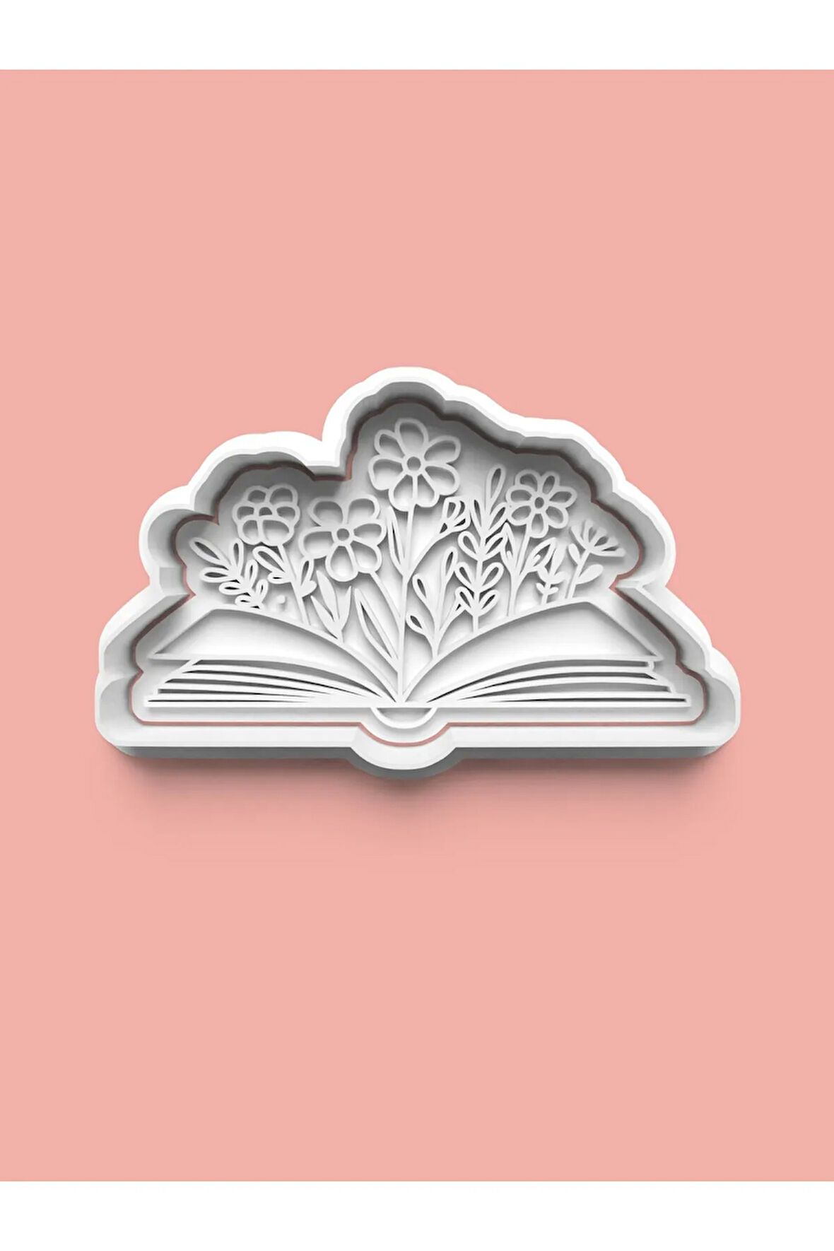 Kitap Temalı Çiçek Figürü Kurabiye Kalıbı Ve Şeker Hamuru Kalıbı