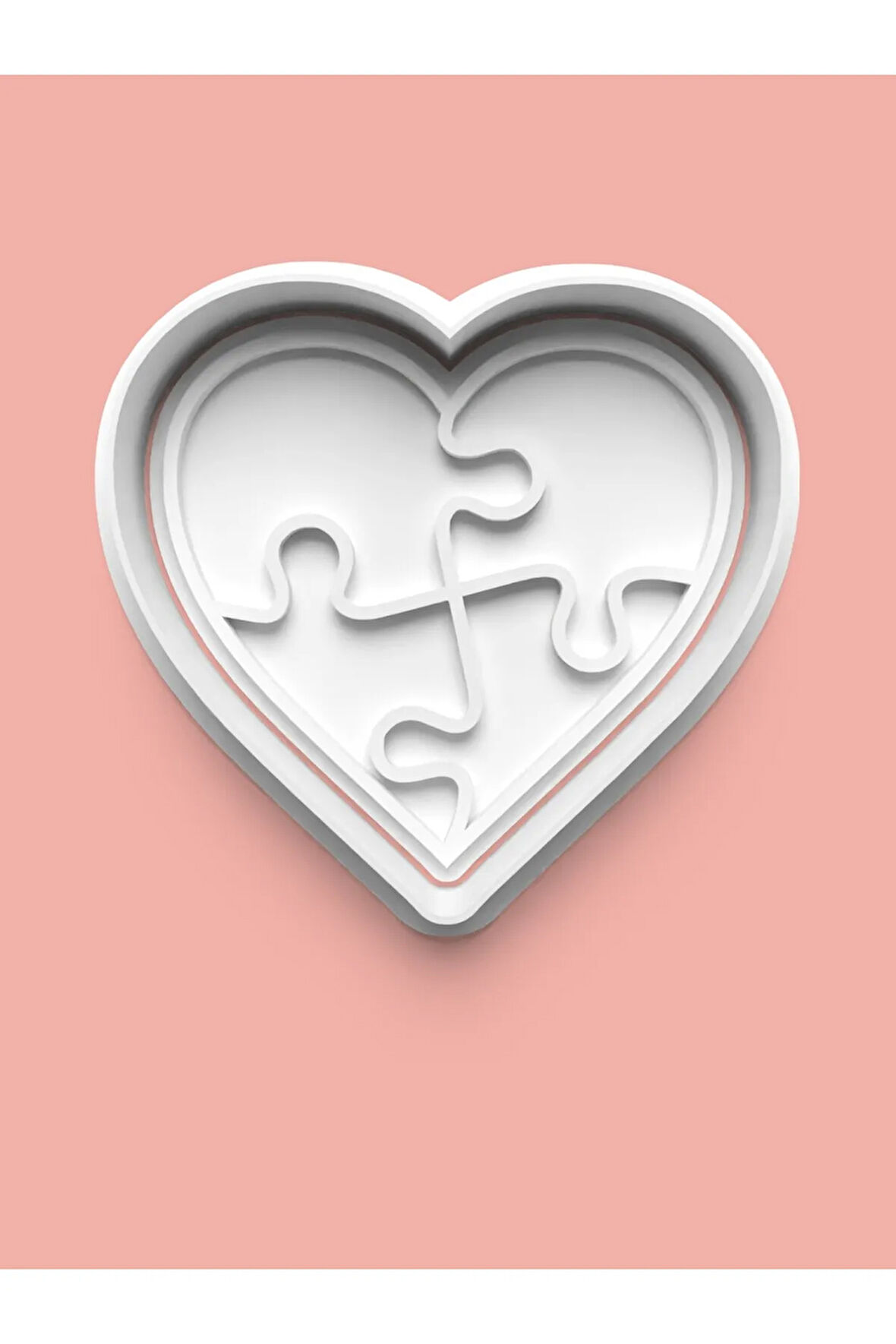 Puzzle Temalı Kalp Kurabiye Kalıbı Ve Şeker Hamuru Kalıbı
