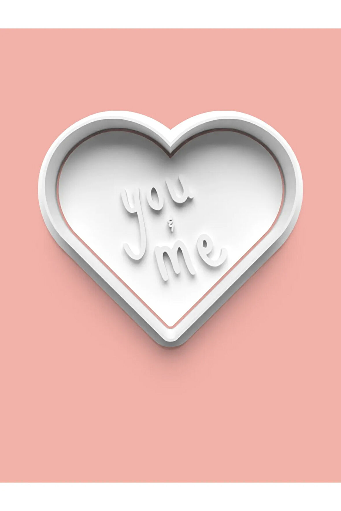 You and Me Yazılı Kalp Kurabiye Kalıbı Ve Şeker Hamuru Kalıbı