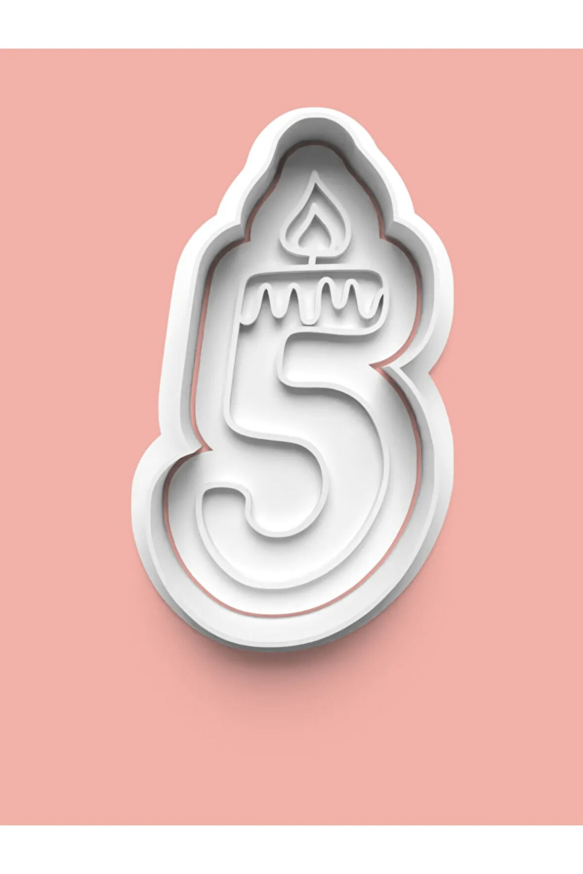 Mum Figürlü Beş Rakamı Kurabiye Kalıbı Ve Şeker Hamuru Kalıbı - 5 Numara