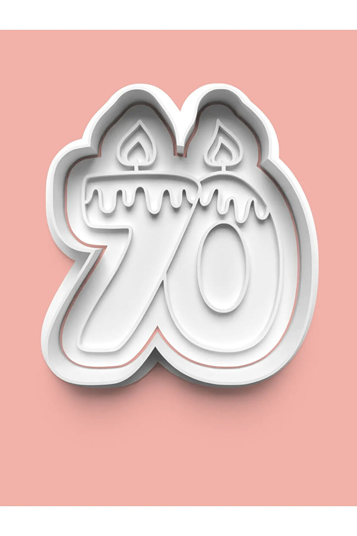 Mum Figürlü Yetmiş Rakamı Kurabiye Kalıbı Ve Şeker Hamuru Kalıbı - 70 Numara