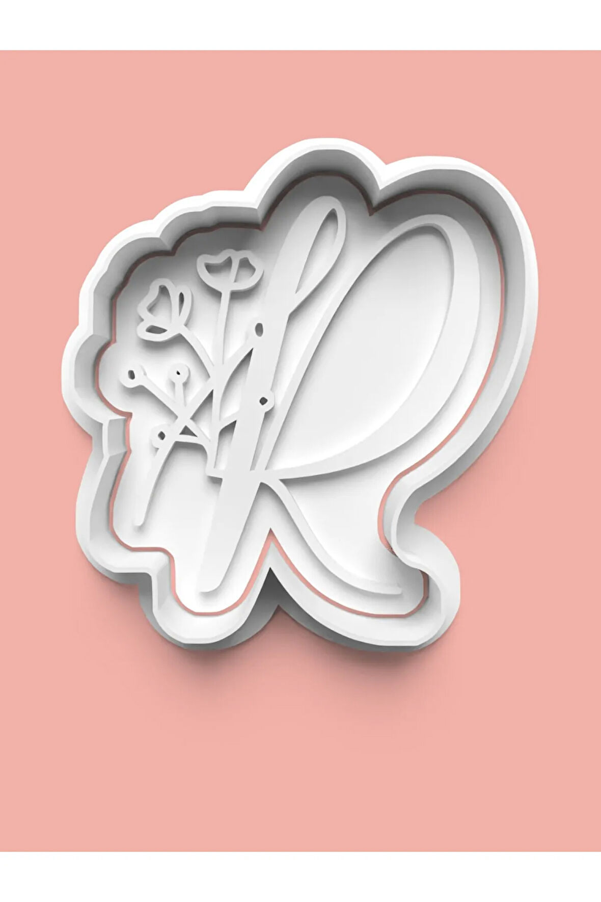 Çiçek Desenli R Harfi Kurabiye Kalıbı Ve Şeker Hamuru Kalıbı