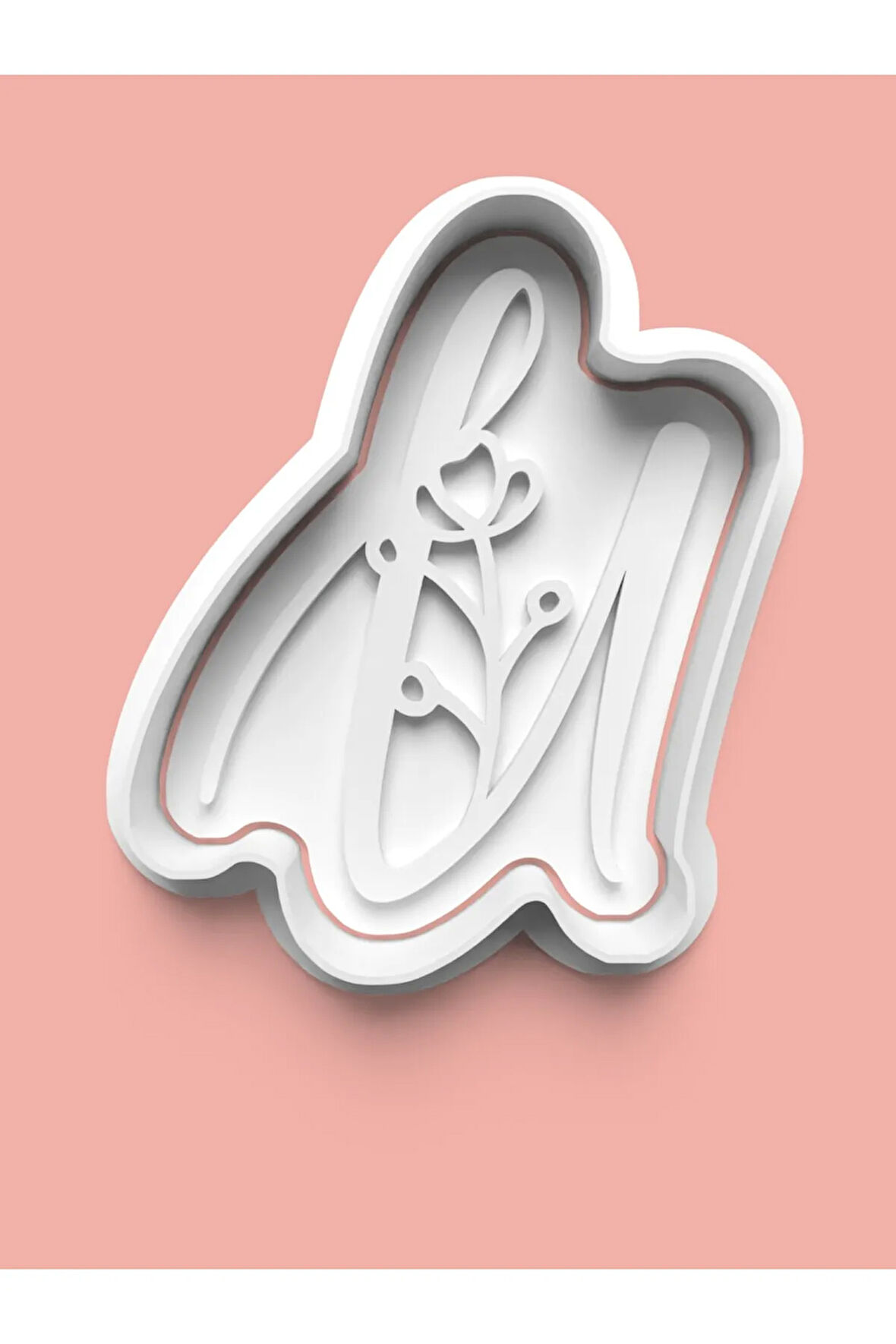 Çiçek Desenli U Harfi Kurabiye Kalıbı Ve Şeker Hamuru Kalıbı