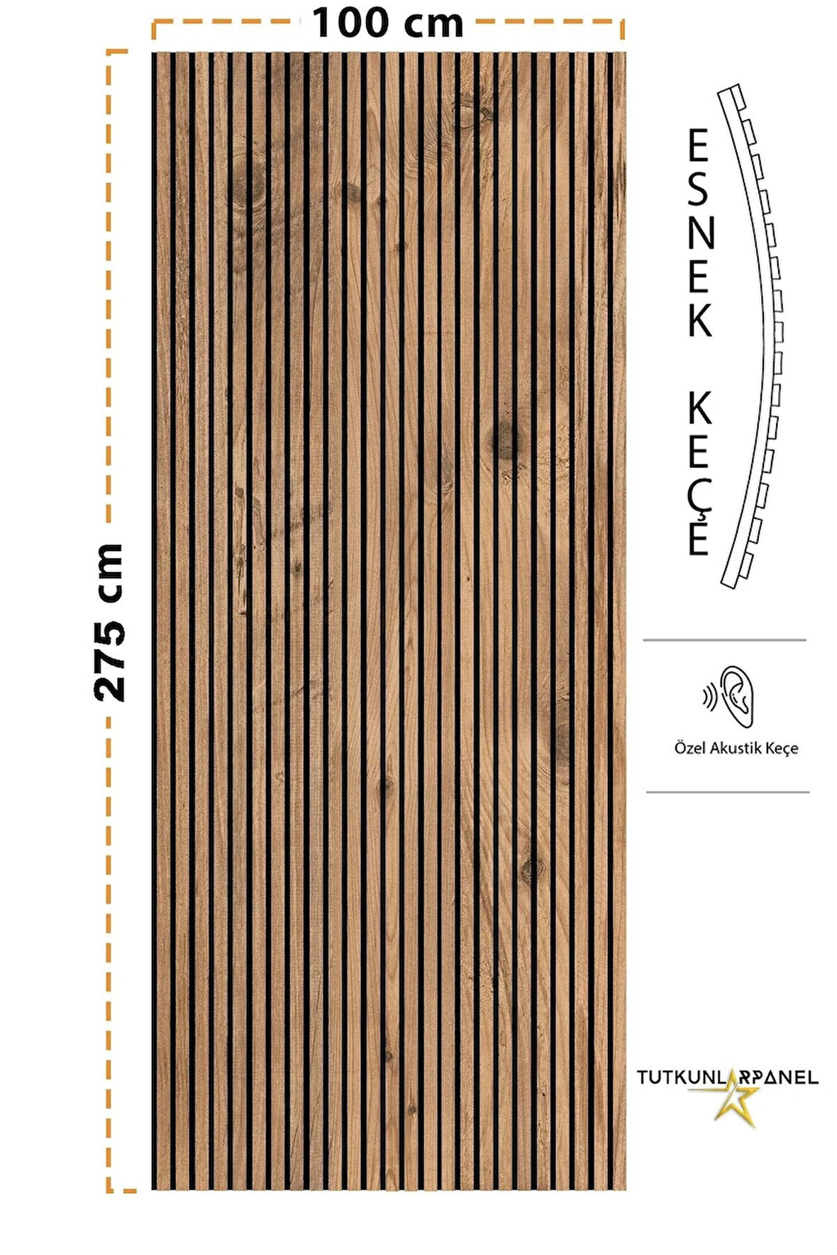 Mdf Ahşap Akustik Duvar Paneli 100 x 280 cm Atlantik Çam