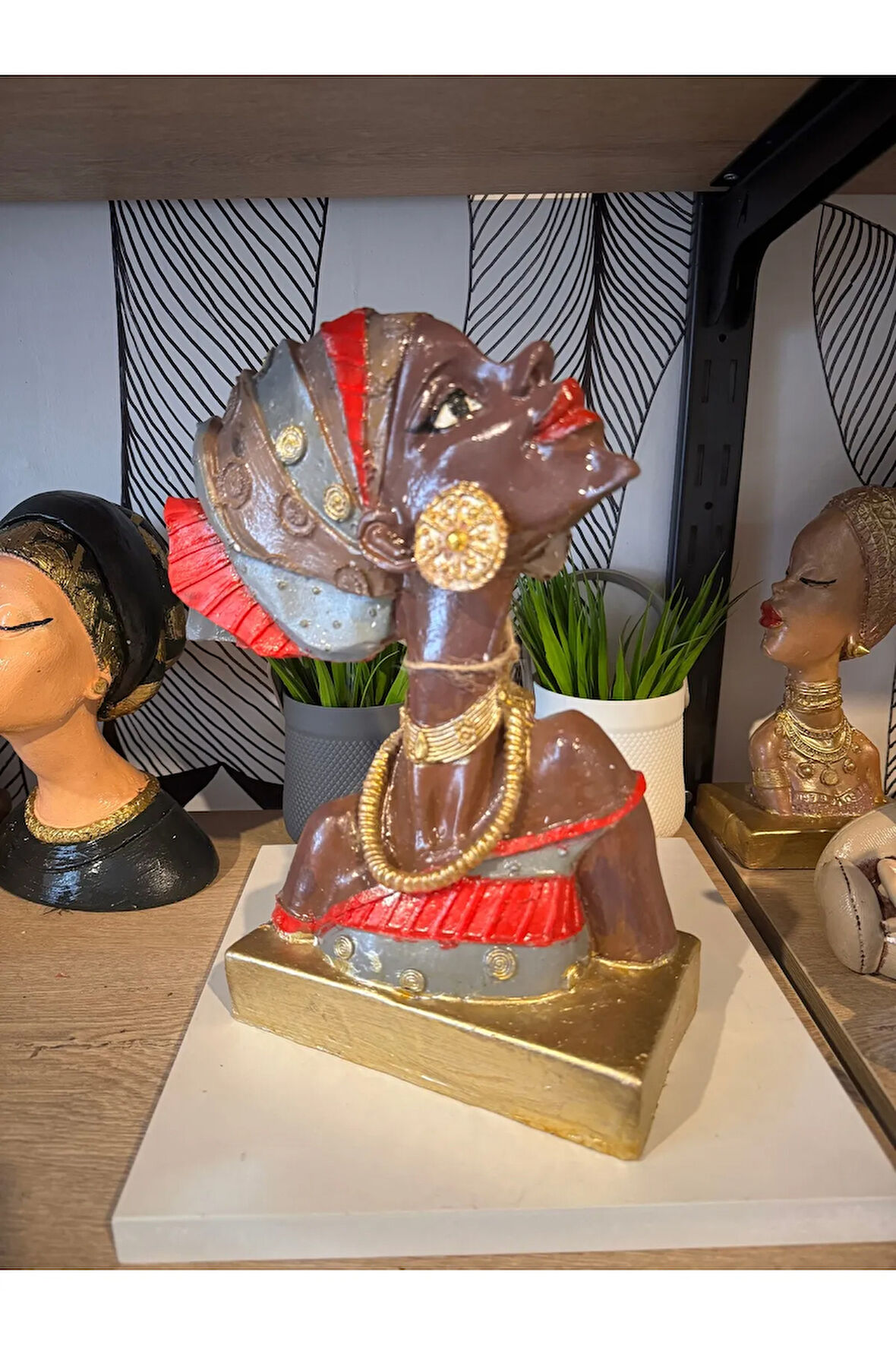 Dekoratif Afrikalı kadın büst elite biblo polyester