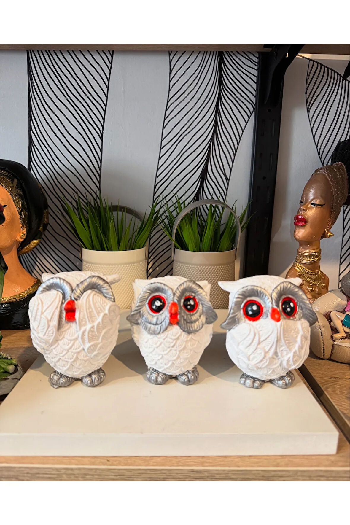 Dekoratif 3’lü baykuş biblo polyester görmedim duymadım bilmiyorum