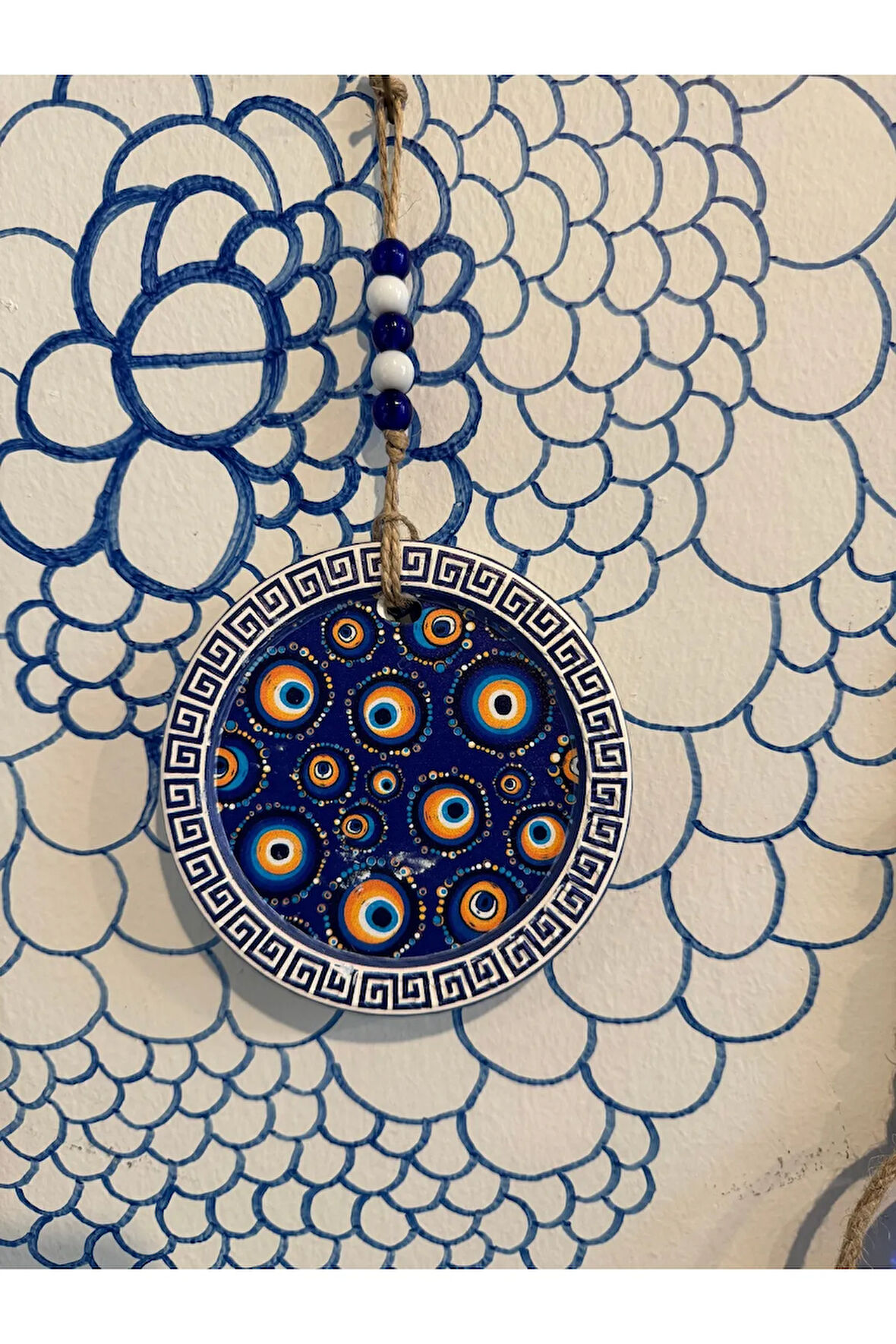Dekoratif yuvarlak nazarlık polyester duvar dekoru