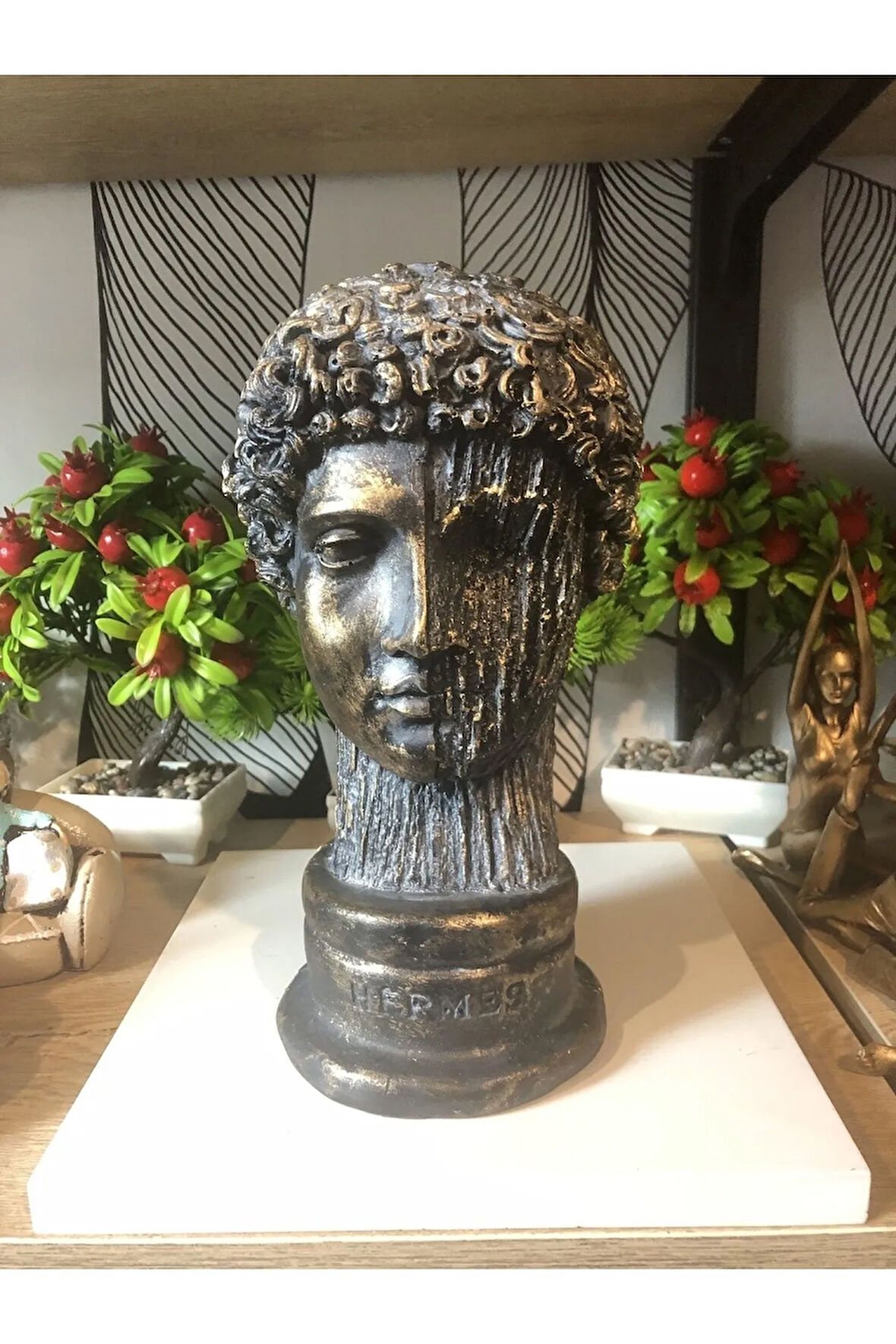 Dekoratif hermes heykel biblo polyester
