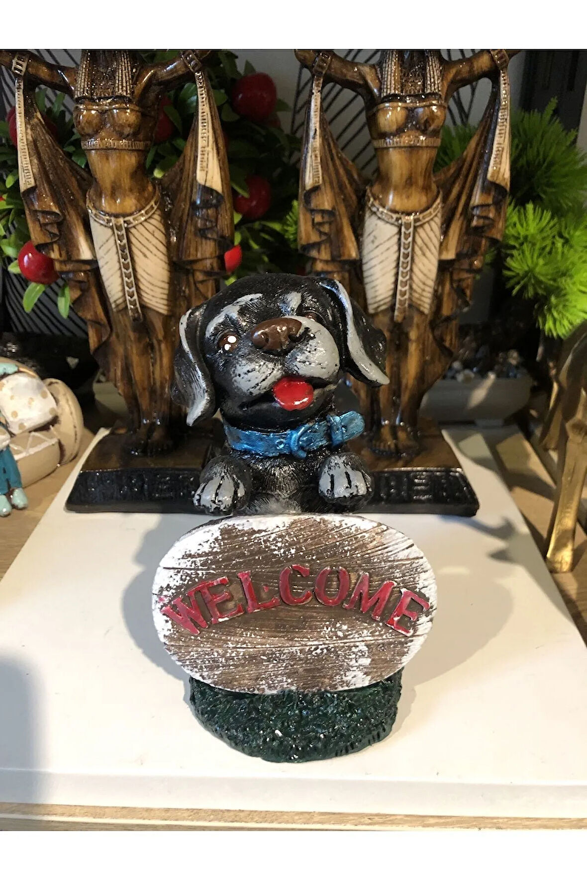 Dekoratif welcome sevimli köpek biblo polyester