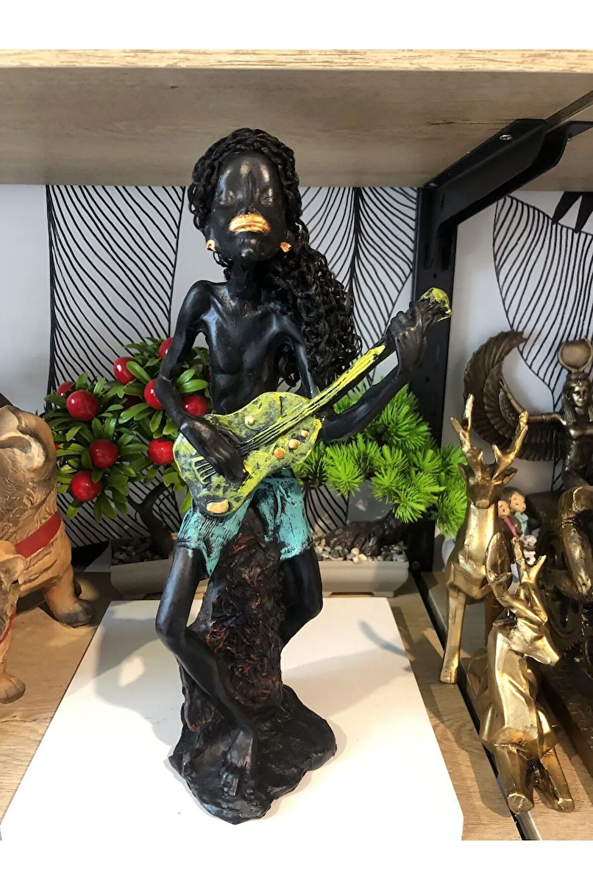 Dekoratif müzisyen Afrikalı Kadın biblo polyester