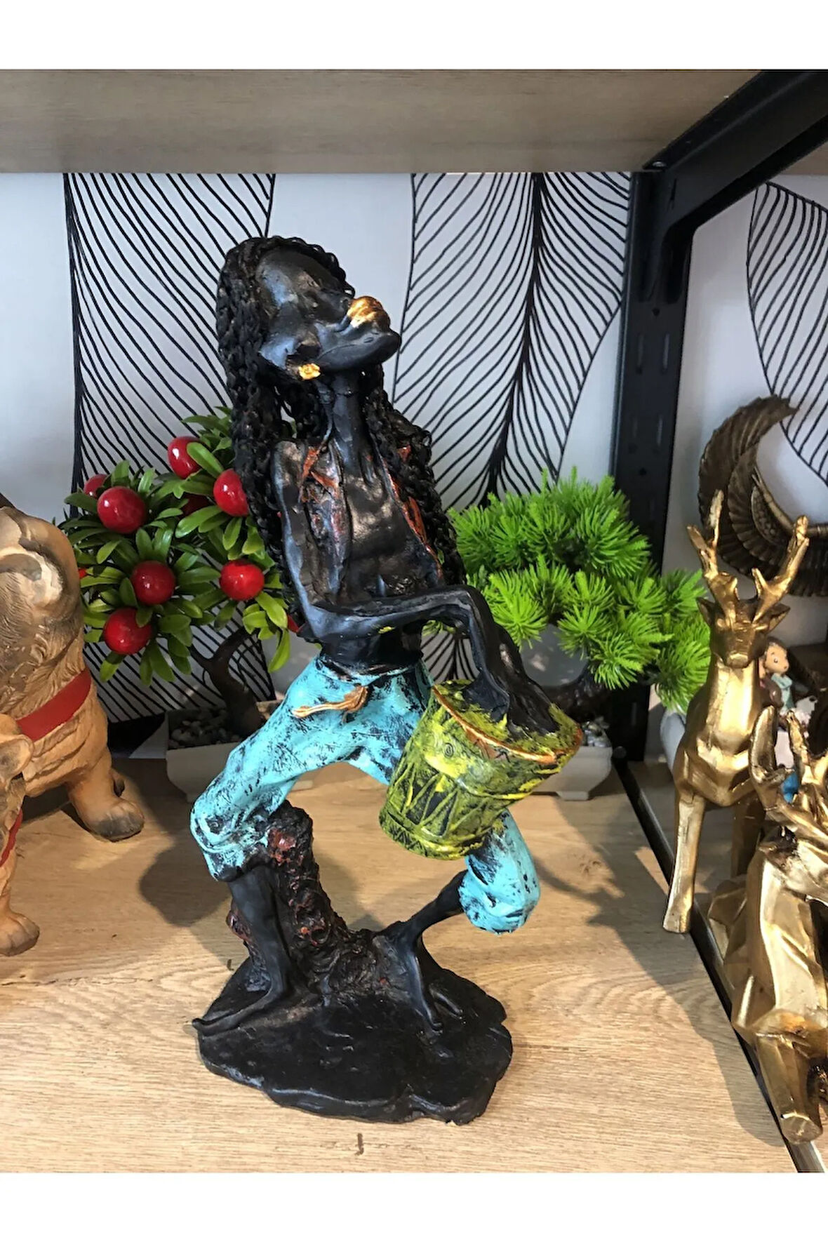 Dekoratif müzisyen Afrikalı Kadın biblo polyester