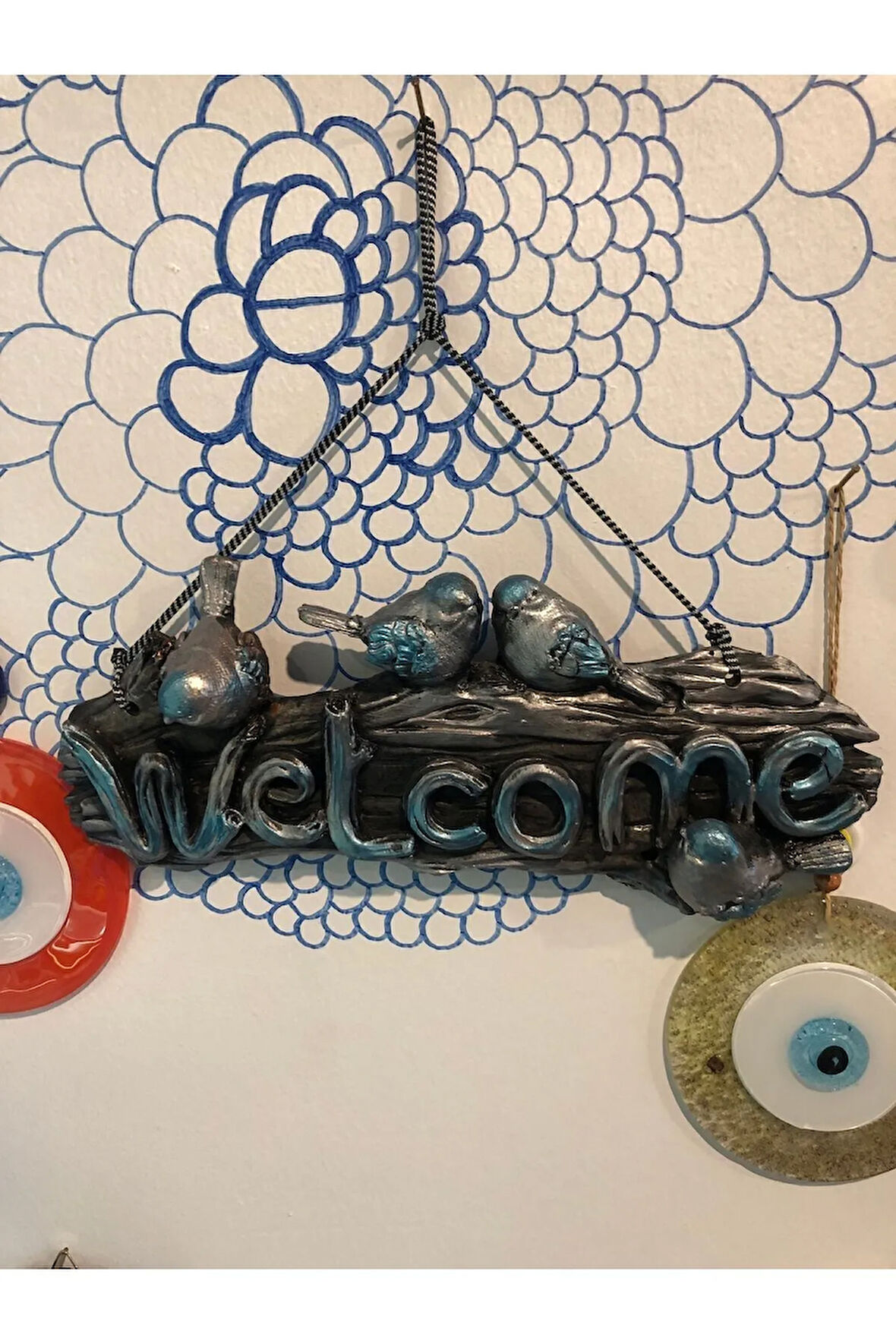 Dekoratif welcome kuş duvar süsü polyester