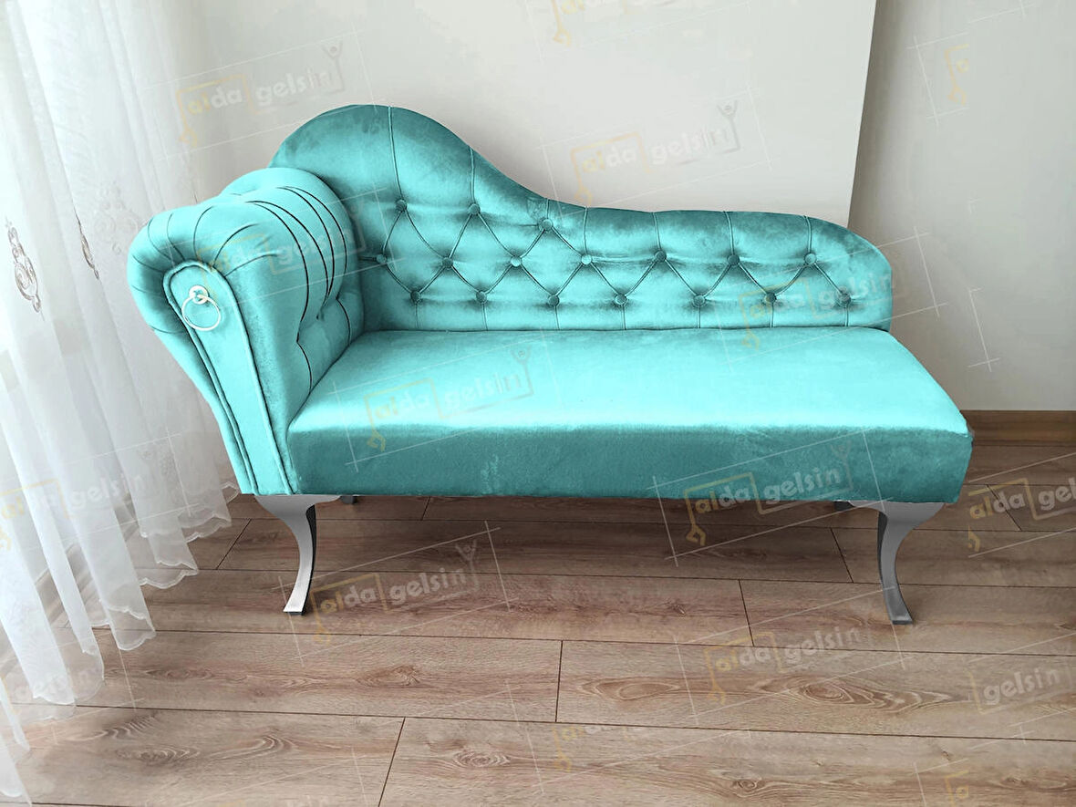  Dekoratif Bihter Koltuk Josefin Puf 130 cm Gümüş Ayak