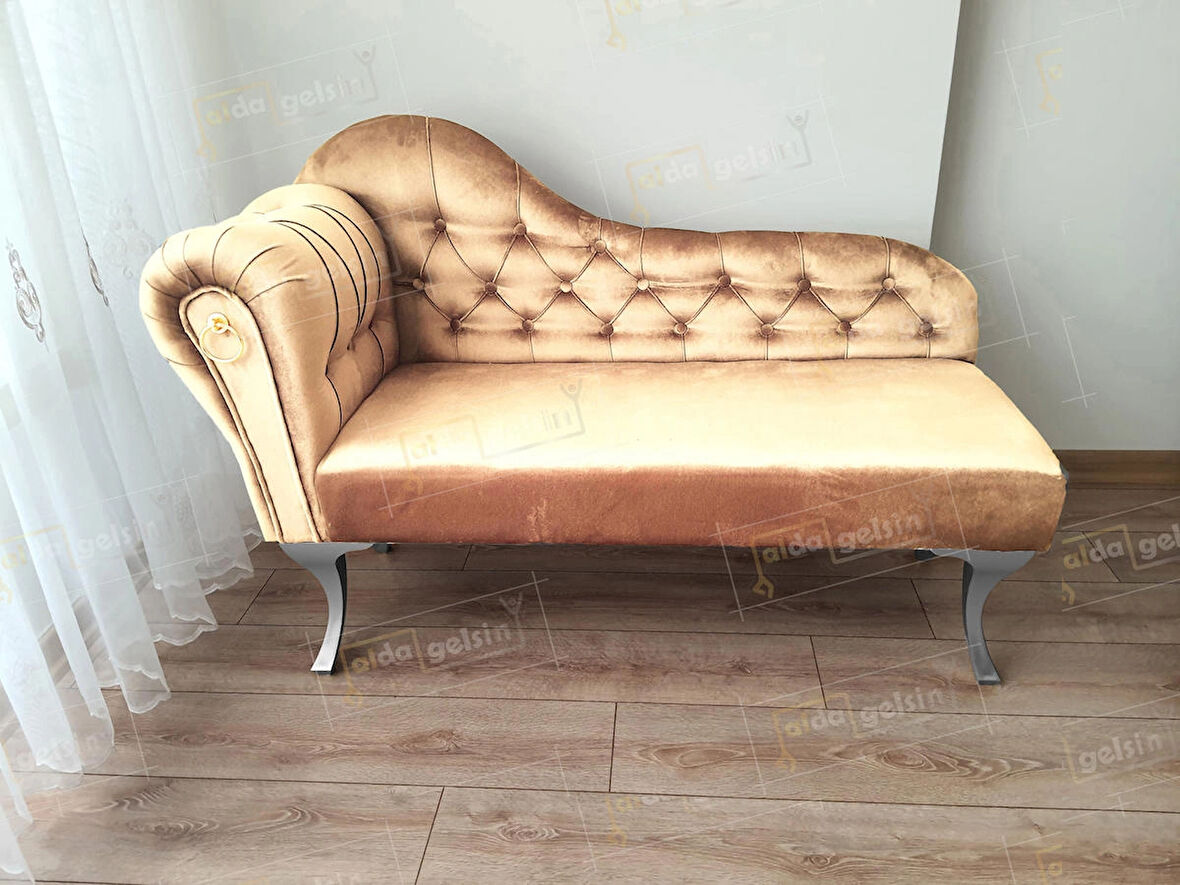  Dekoratif Bihter Koltuk Josefin Puf 120 cm Gümüş Ayak