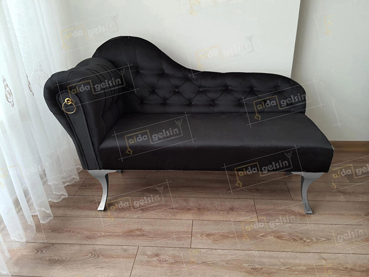 Dekoratif Bihter Koltuk Josefin Puf 130 cm Gümüş Ayak