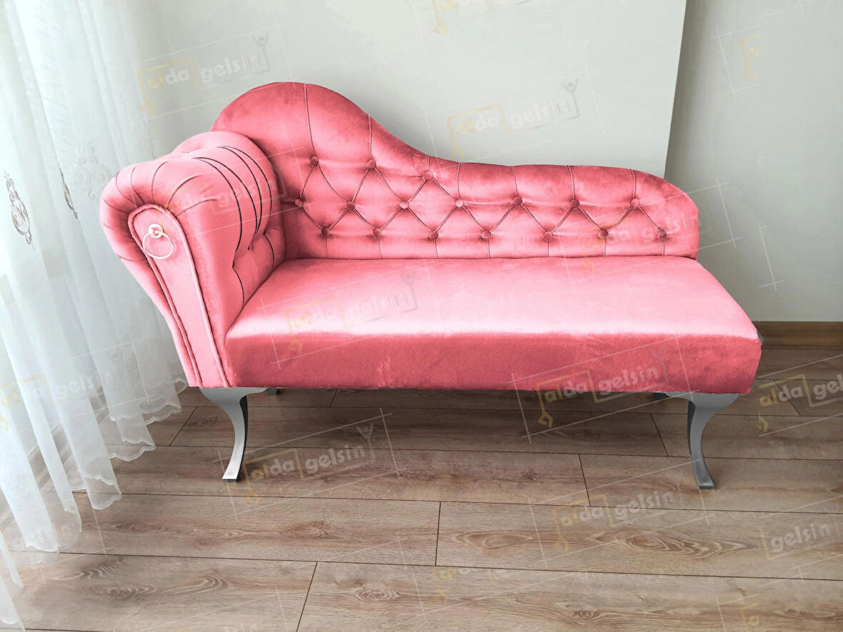 Dekoratif Bihter Koltuk Josefin Puf 130 cm Gümüş Ayak