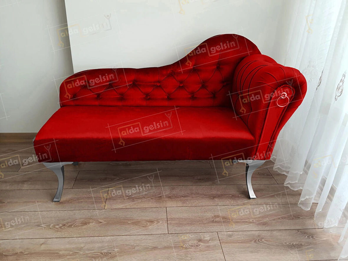  Ters KolDekoratif Bihter Koltuk Josefin Puf 130 cm Gümüş Ayak