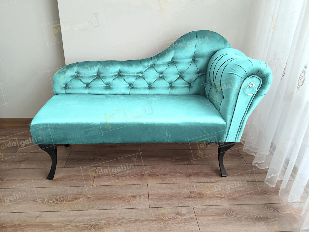 Ters Kol Dekoratif Bihter Koltuk Josefin Puf 120 cm Siyah Ayak
