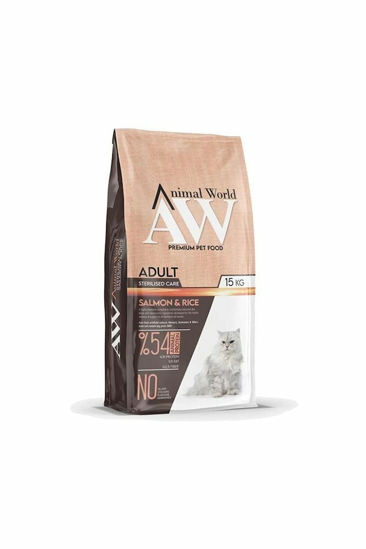 Animal world sterilised somonlu kısırlaştırılmış kedi maması 15 kg