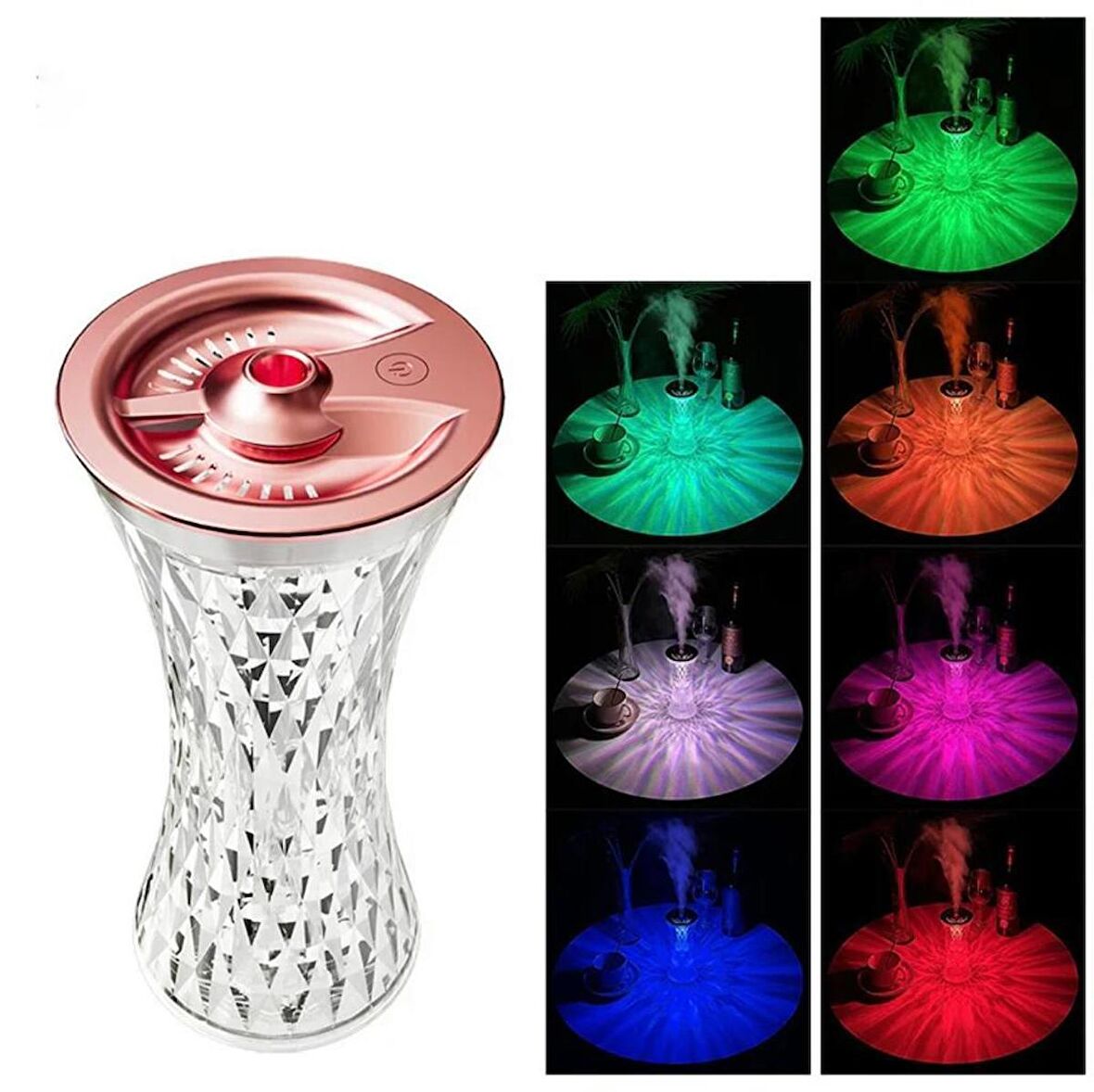 Hava Nemlendirici Buhar Makinesi Led Işıklı Kristal Lamba Dekoratif Ultrasonik Aroma Difüzörü 270ML