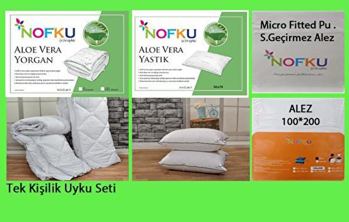 Nofku Tek Kişilik Aloe Vera Uyku Seti