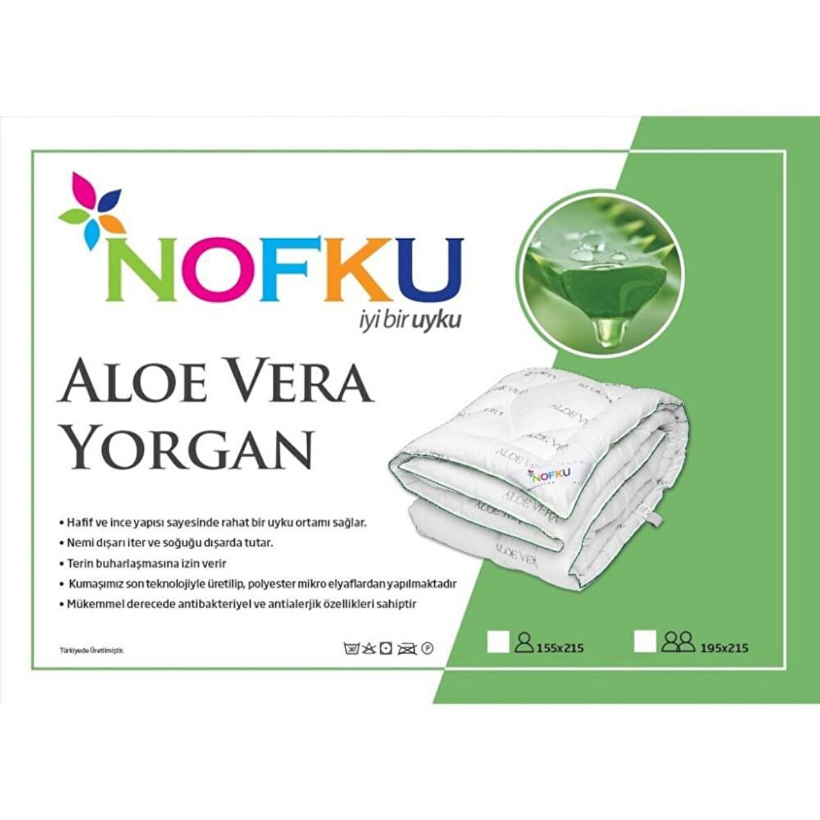 Nofku Çift Kişilik Aloe Vera Yorgan 195X215