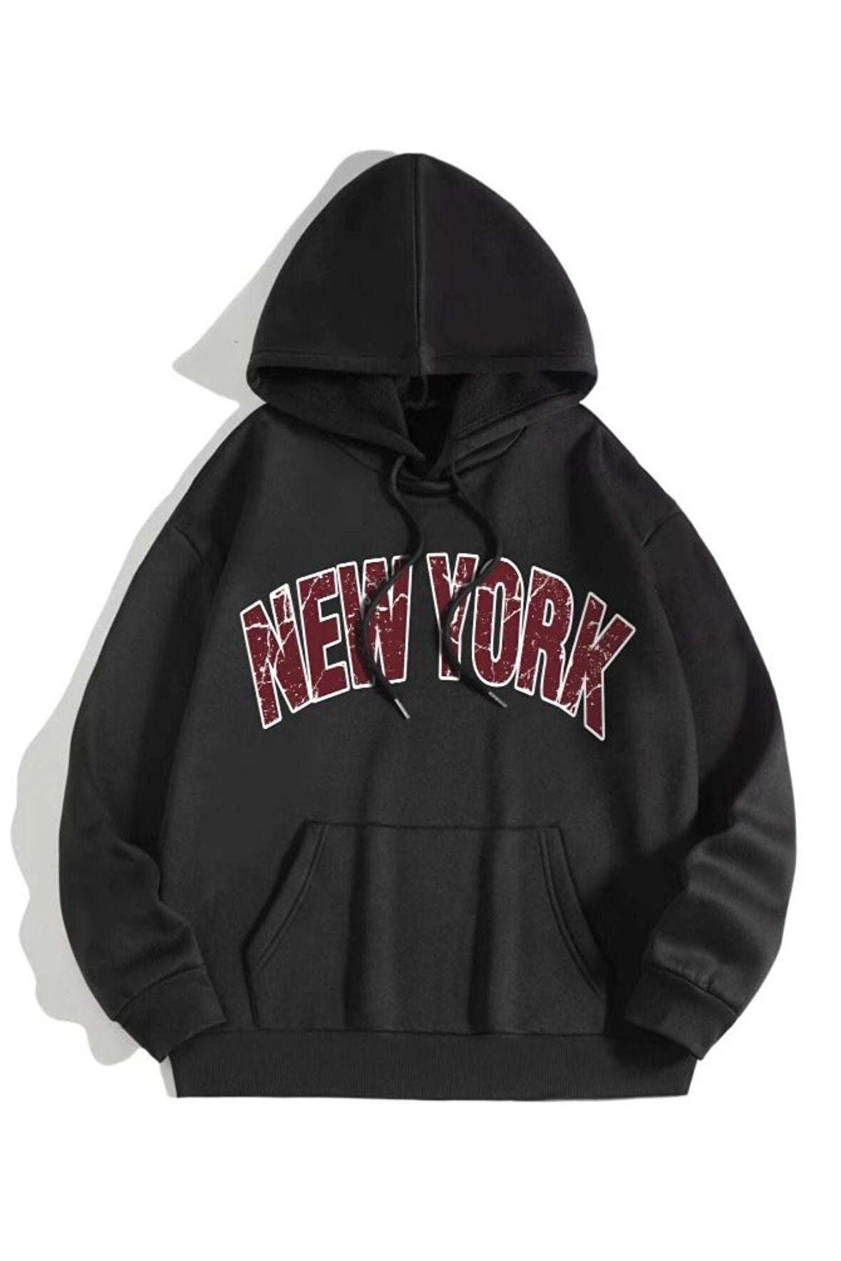 Kadın Siyah New York Bisiklet Yaka Sweatshirt