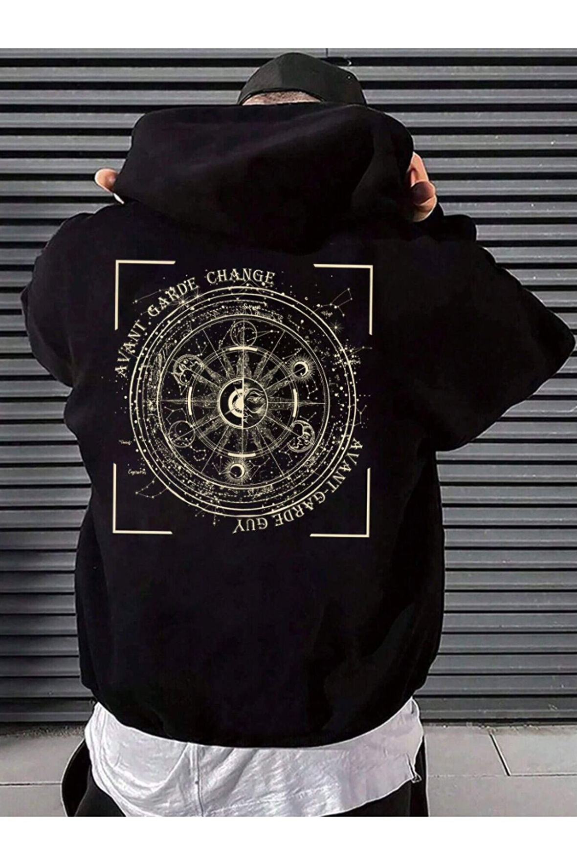 Erkek Avant Sırt Baskılı Oversize Kapşonlu Sweatshirt