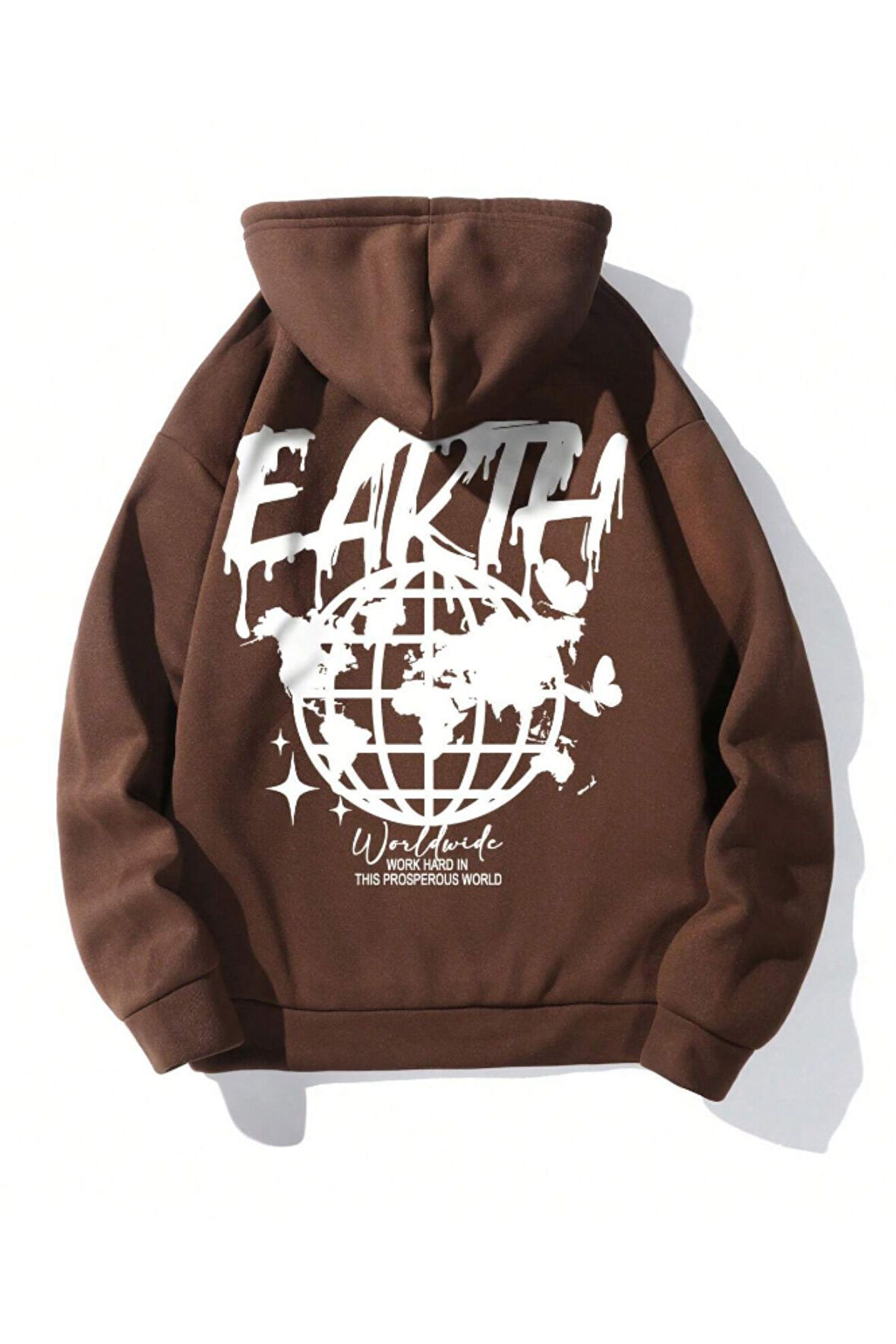 Unisex Earth Baskılı Kapüşonlu Sweatshirt