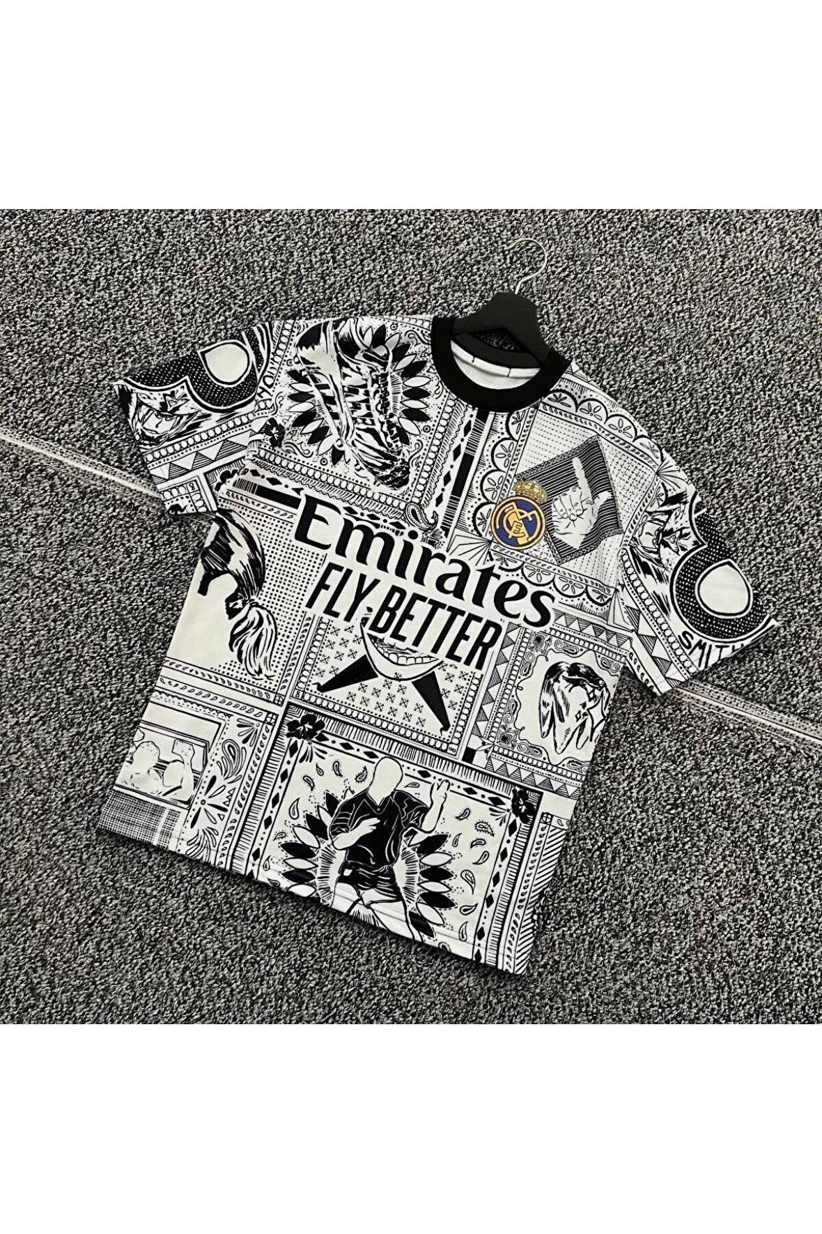 Erkek Emirates Baskılı Oversize Bisiklet Yaka T-Shirt