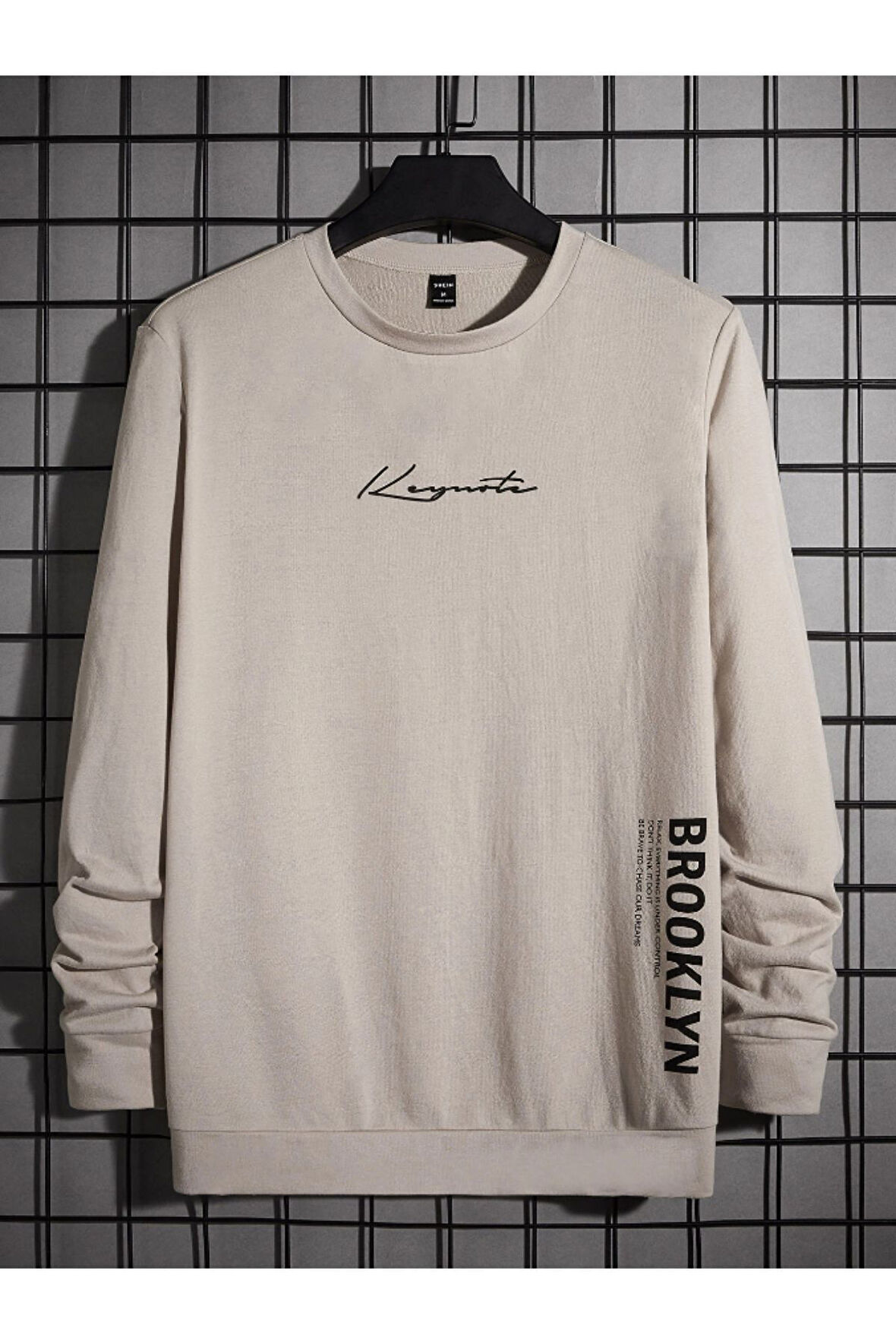 Erkek Bej Keymate Brooklyn Bisiklet Yaka Sweatshirt