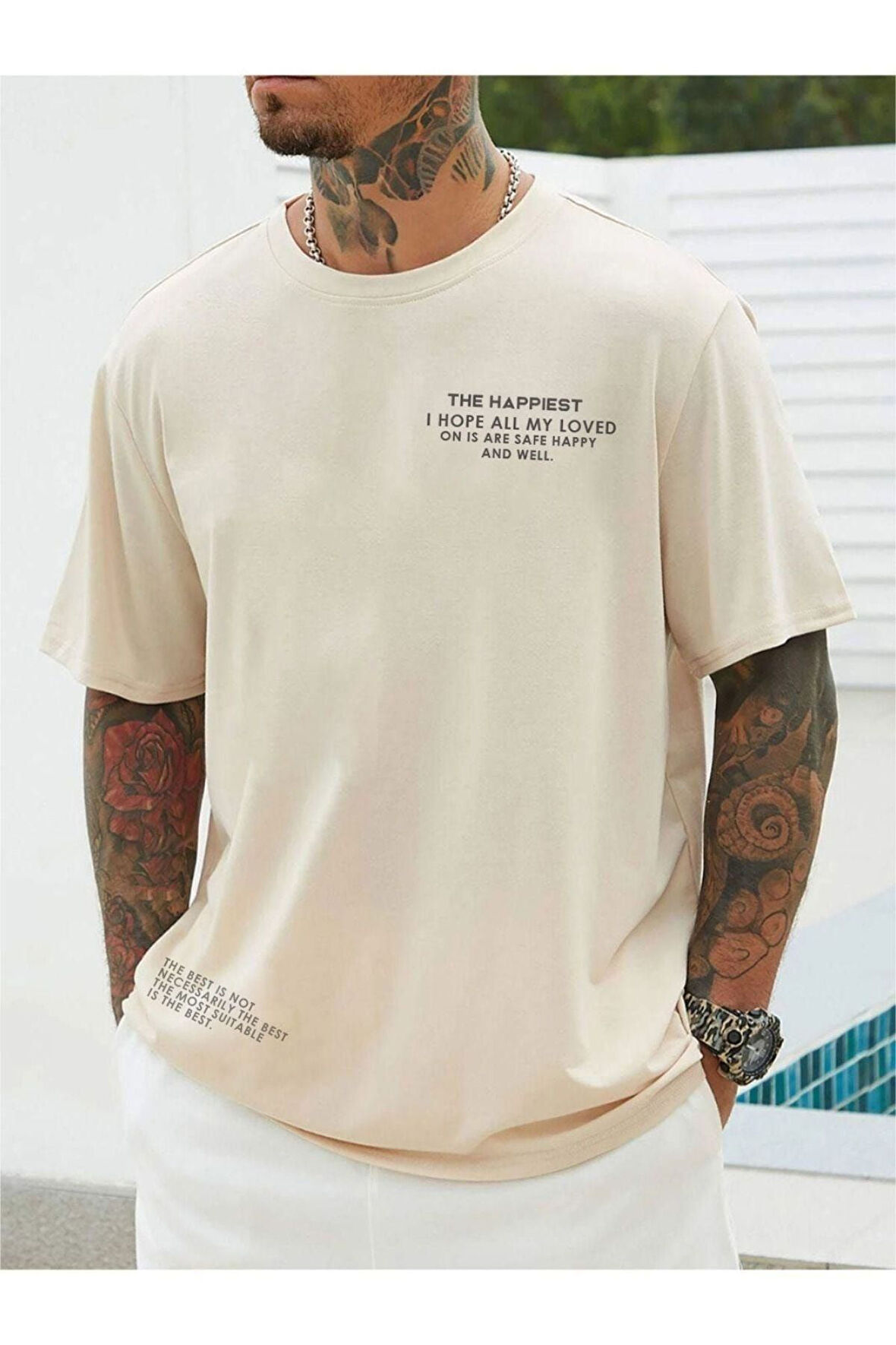 Unisex Happiest Baskılı Oversize T-shirt