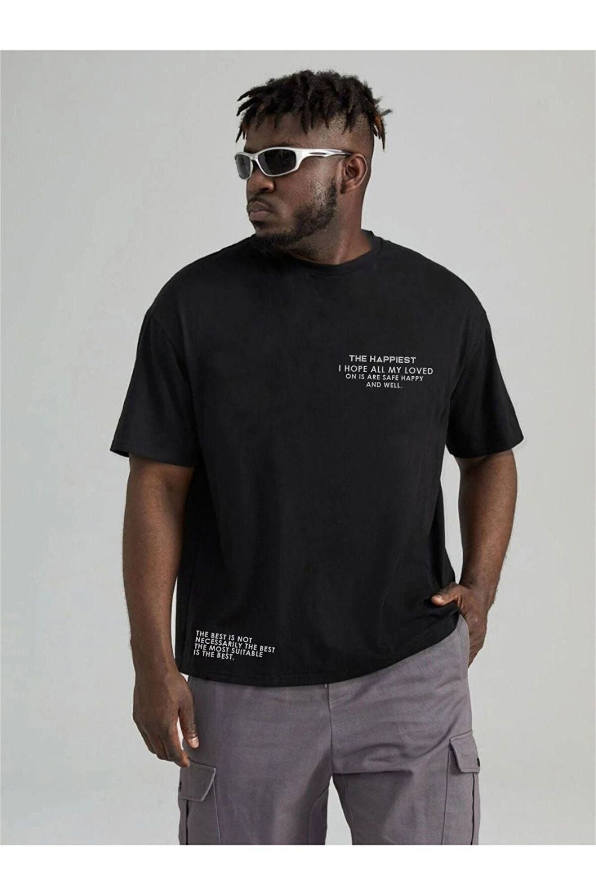 Unisex Happiest Baskılı Oversize T-shirt
