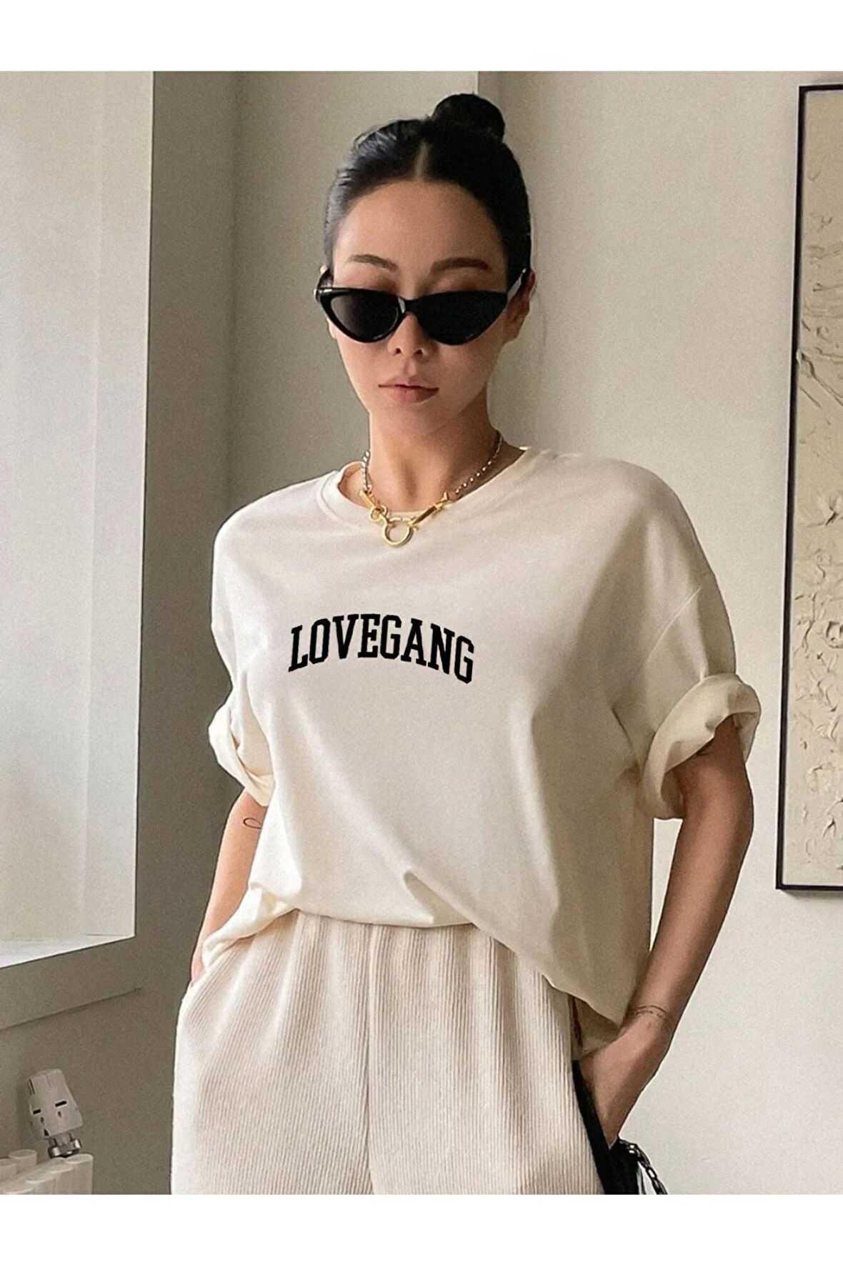 Kadın Lovegang Baskılı Tshirt