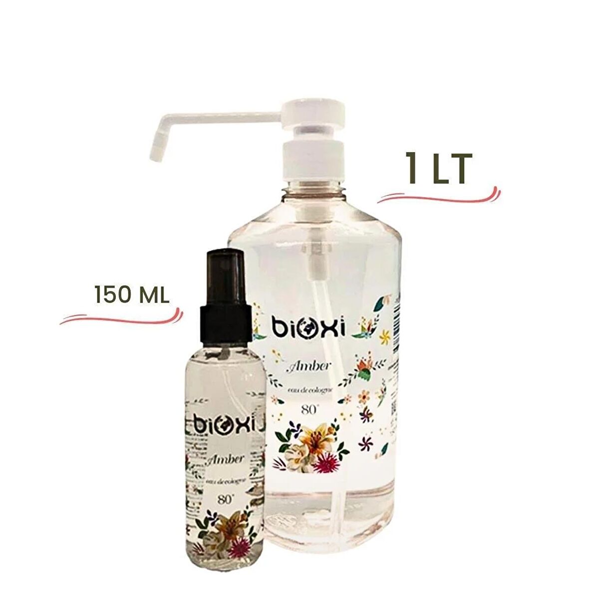 Bioxi® Amber 80° Kolonya 1 LT Sprey Başlıklı + 150 ML