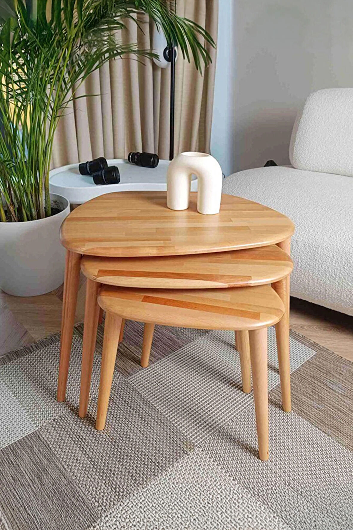 Fawdecor Amorphous Naturel 3'lü Zigon Sehpa Seti 
