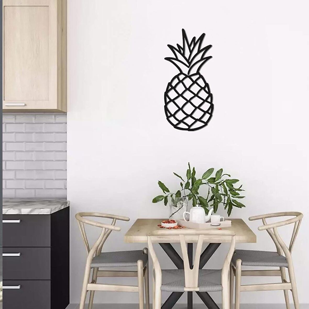 ANSAC METAL Ananas  Metal Duvar Tablosu 28x60cm Siyah