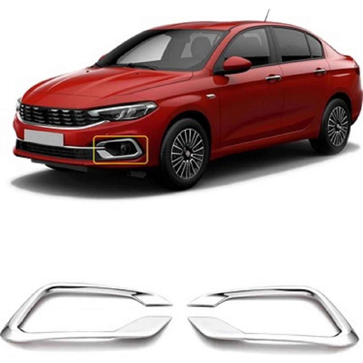 Fiat Egea Sedan Krom Sis Farı Çerçevesi 2020 Ve Sonrası Paslanmaz Çelik