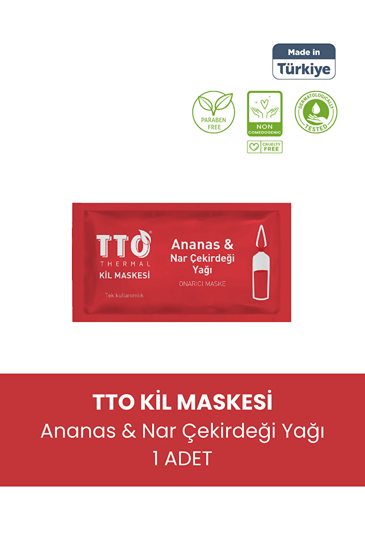 TTO THERMAL Ananas Ve Nar Çekirdeği Yağ İçeren Kil Maskesi 1 Adet