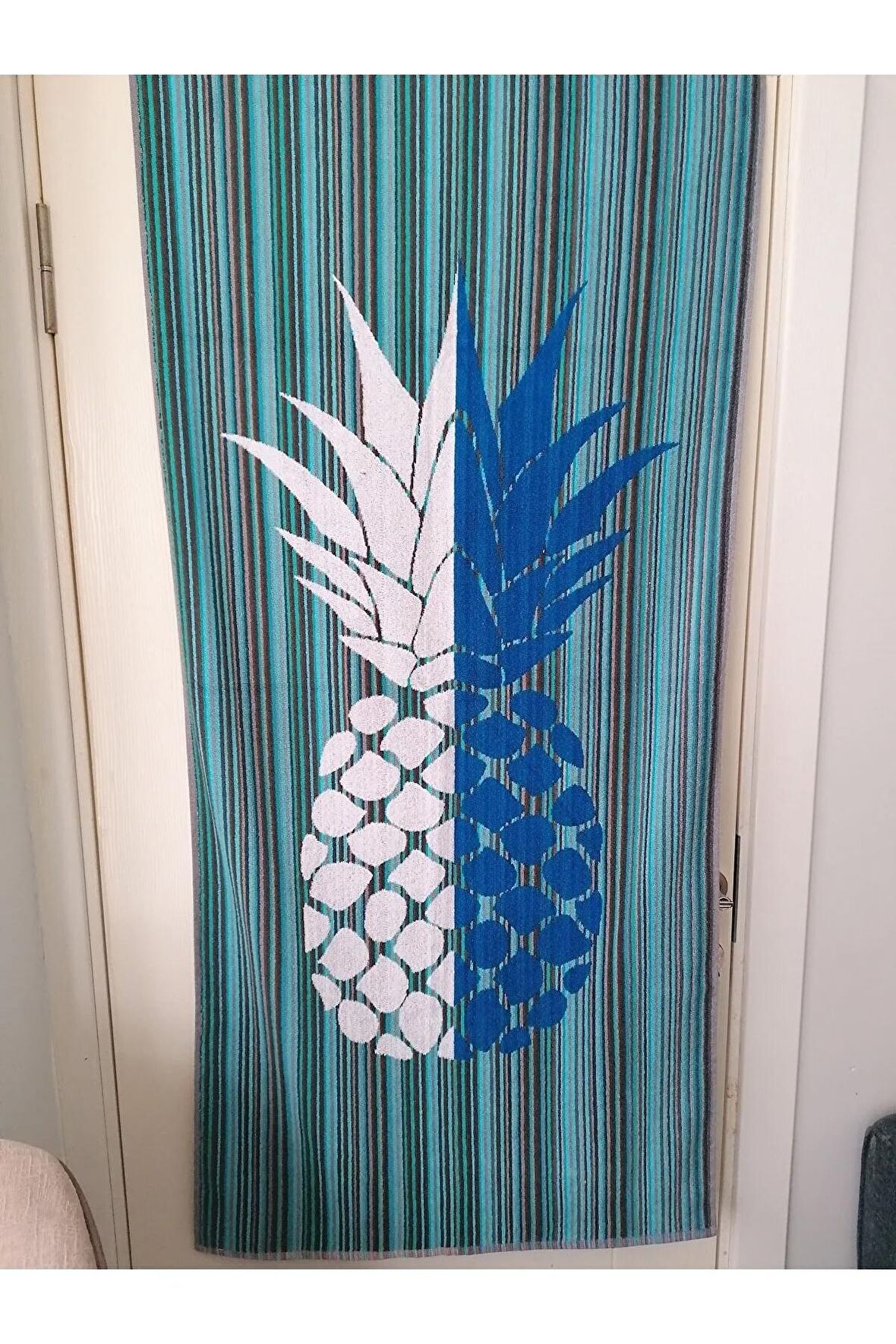 Plaj Havlusu Ve Banyo Havlusu %100 Pamuk Ananas Desen 70x150 Cm