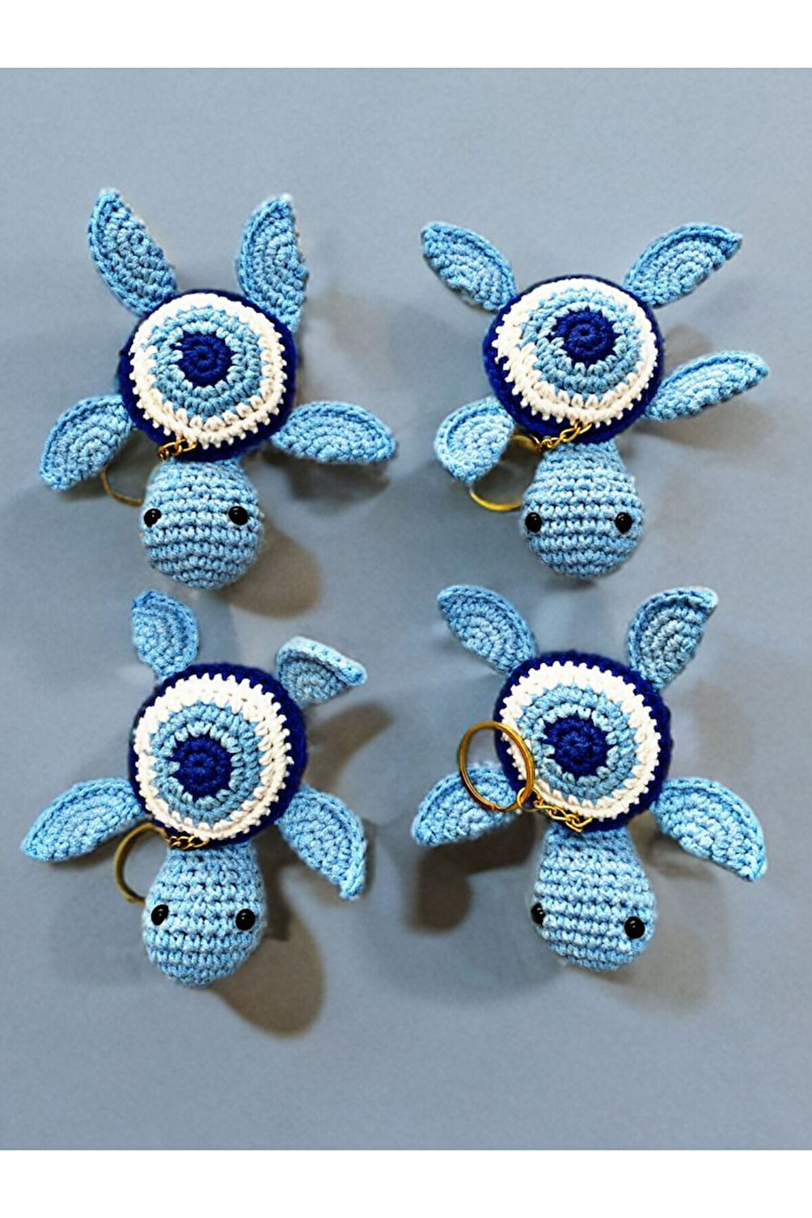 Nazar Detaylı Kaplumbağa Amigurimi Anahtarlık & Çanta Süsü. 1 Adet Fiyatıdır.