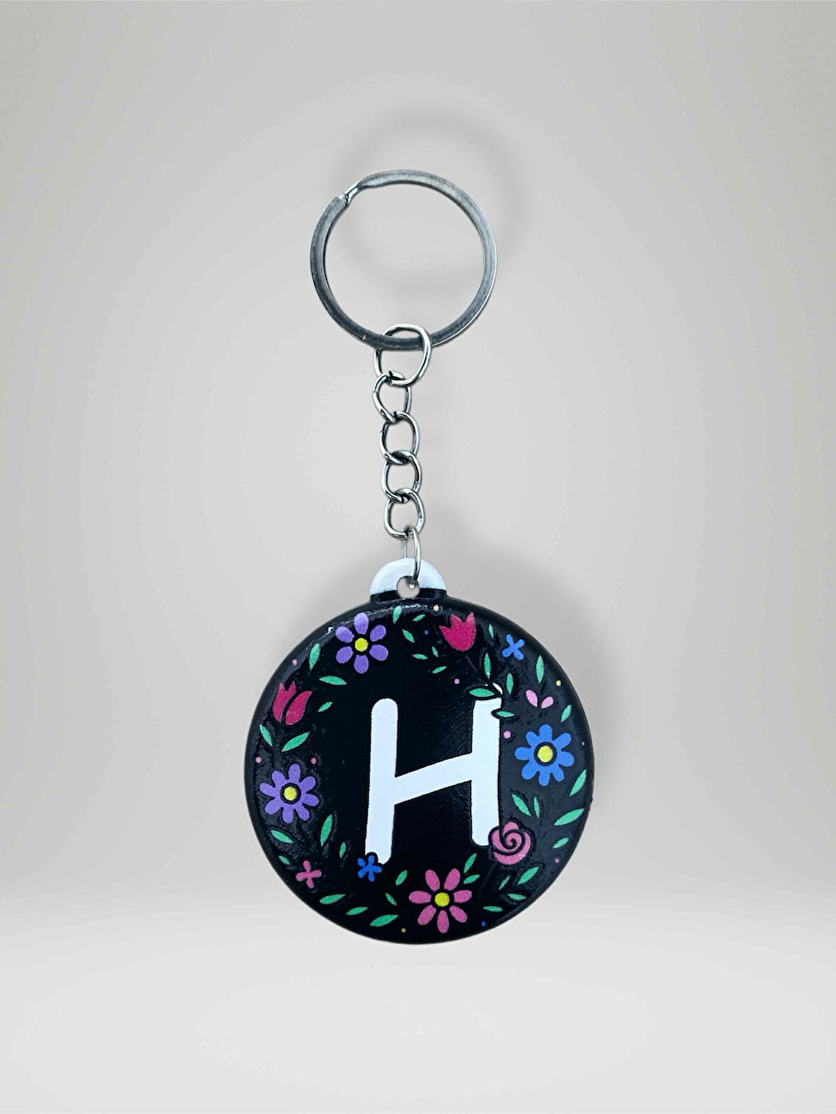 H HARF Kişiye Özel Harfli Çiçek Desenli Plastik Anahtarlık Şişe Açacağı  Hem Şık Hem Kullanışlı Hediye Seçeneği