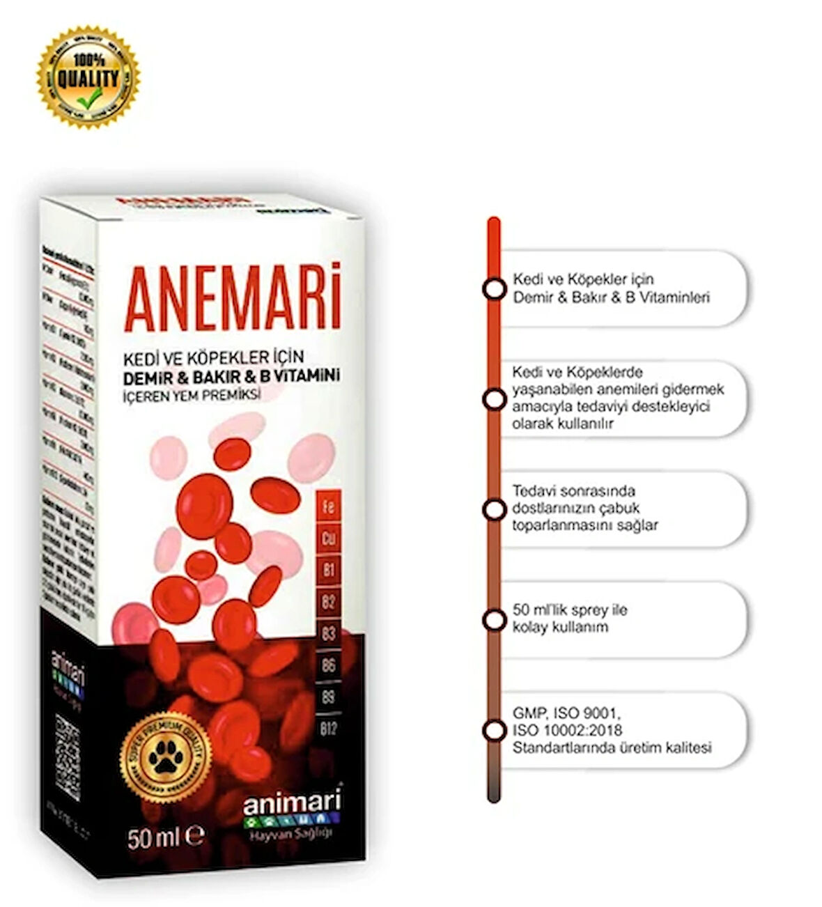 Animari Anemari Kedi ve Köpekler Için Demir-Bakır-B Grubu Vitaminleri 50 ml