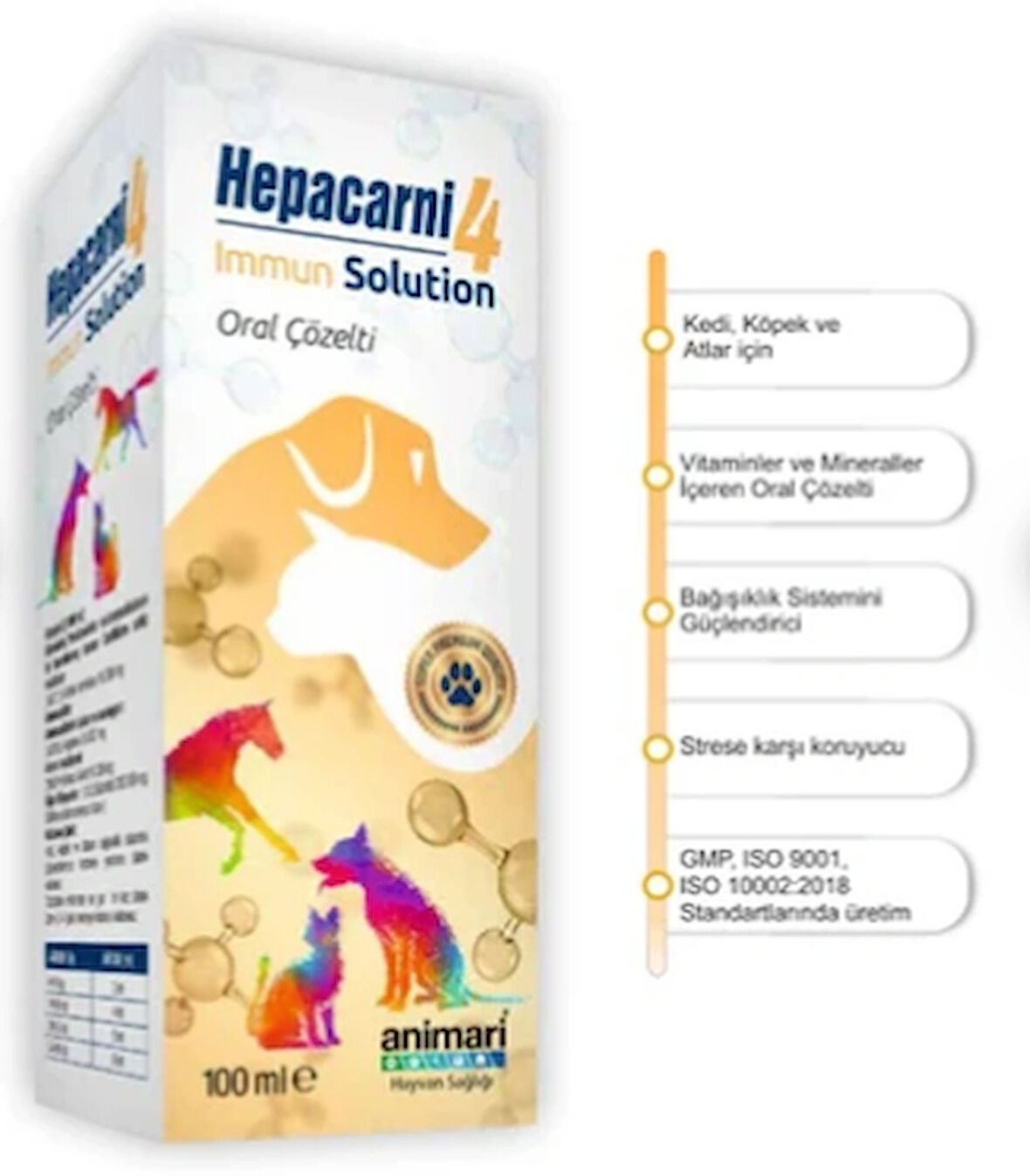 Animari Hepacarni 4 Immun Solution Oral Çözelti 100 ml Kedi ve Köpekler Için Vitamin