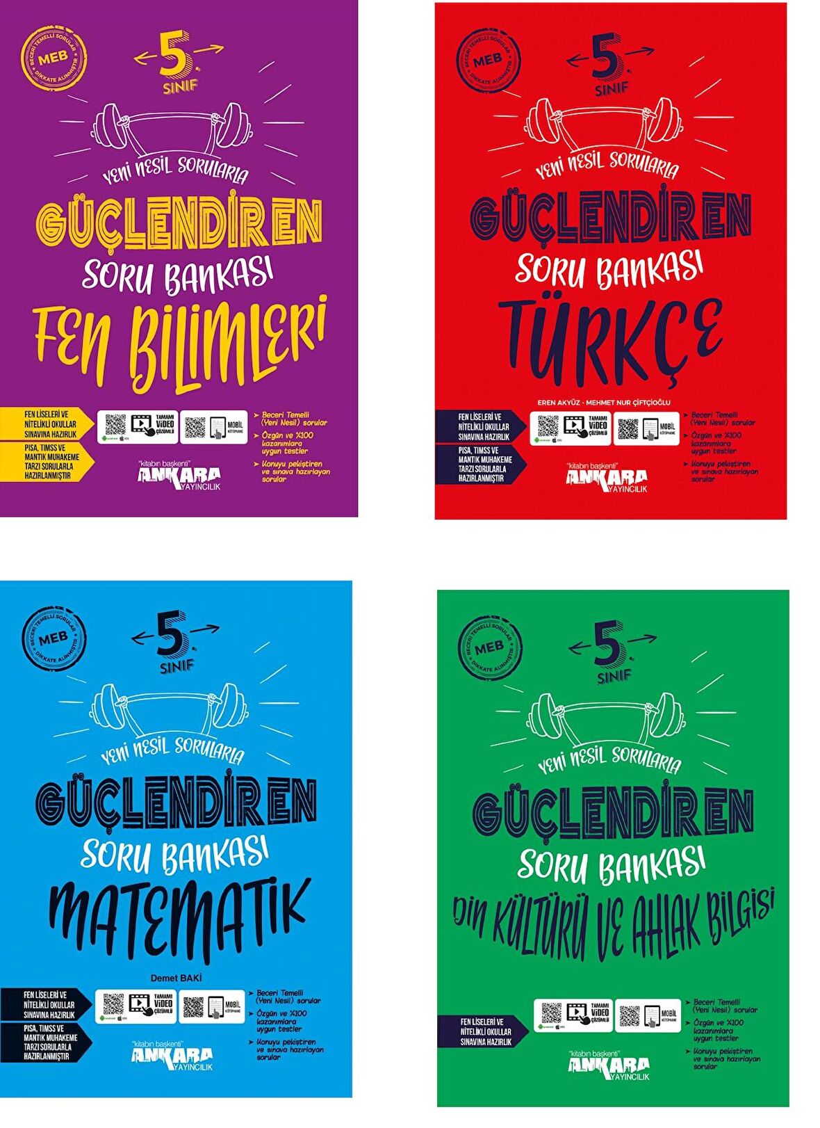Ankara 5. Sınıf Matematik + Türkçe + Fen + Din Güçlendiren Soru Seti 4 Kitap 2023